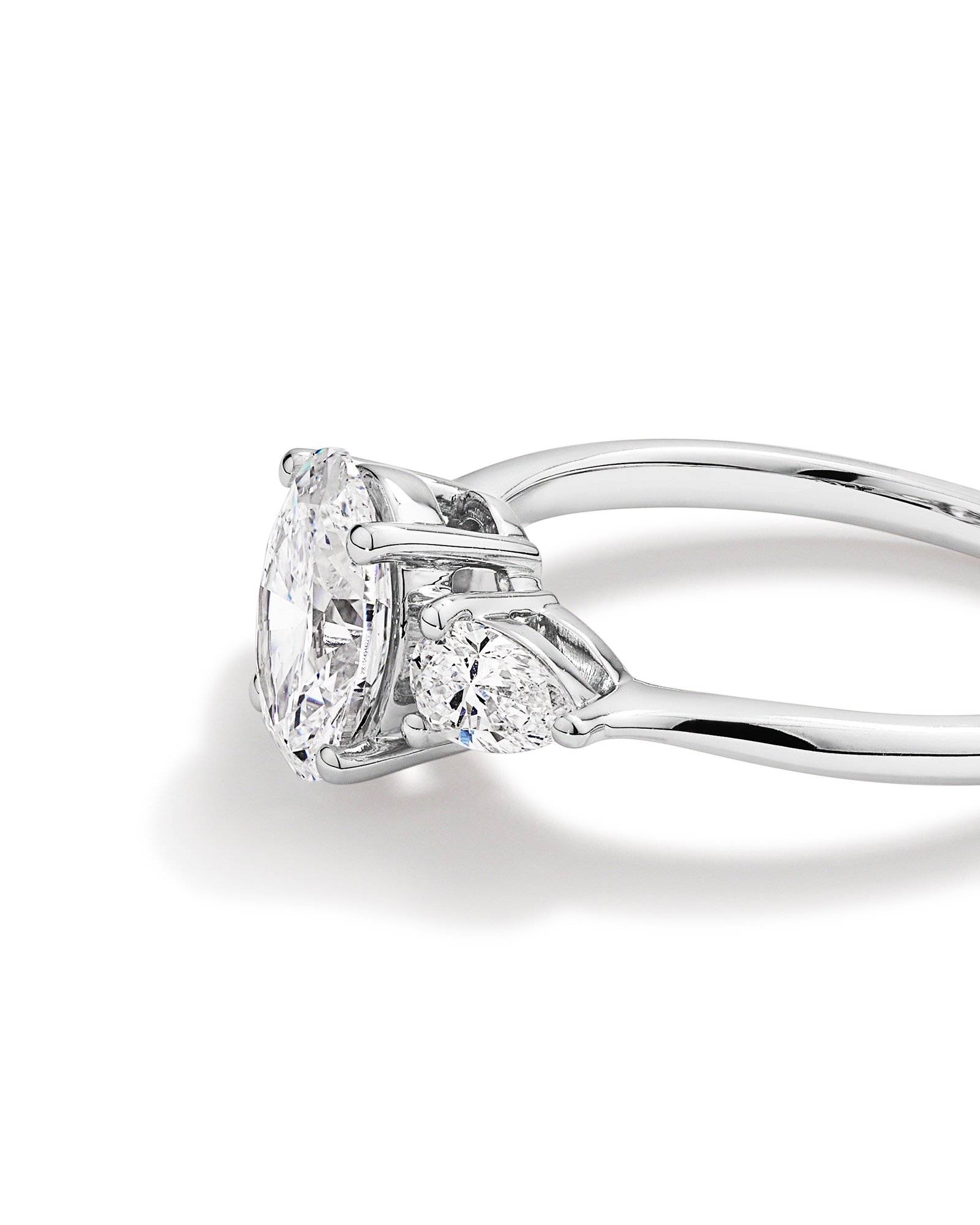 1.65 Carat TW Three Stone Oval and Pear Shaped Laboratory-Grown Diamond Engagement Ring in 14kt Gold