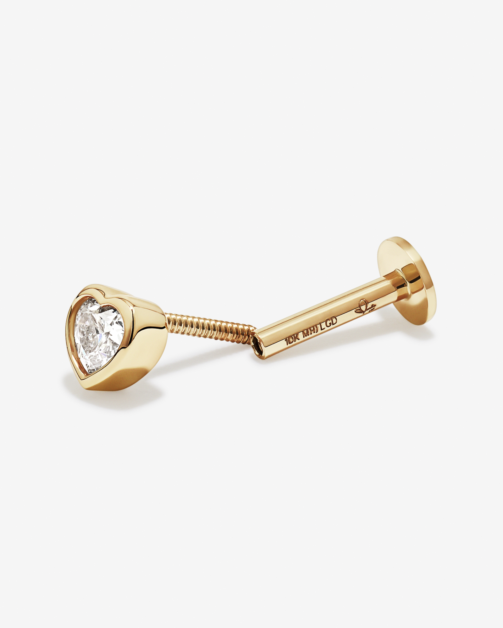 0.08 Carat TW Laboratory-Grown Diamond Heart Helix Earring in 10kt Yellow Gold