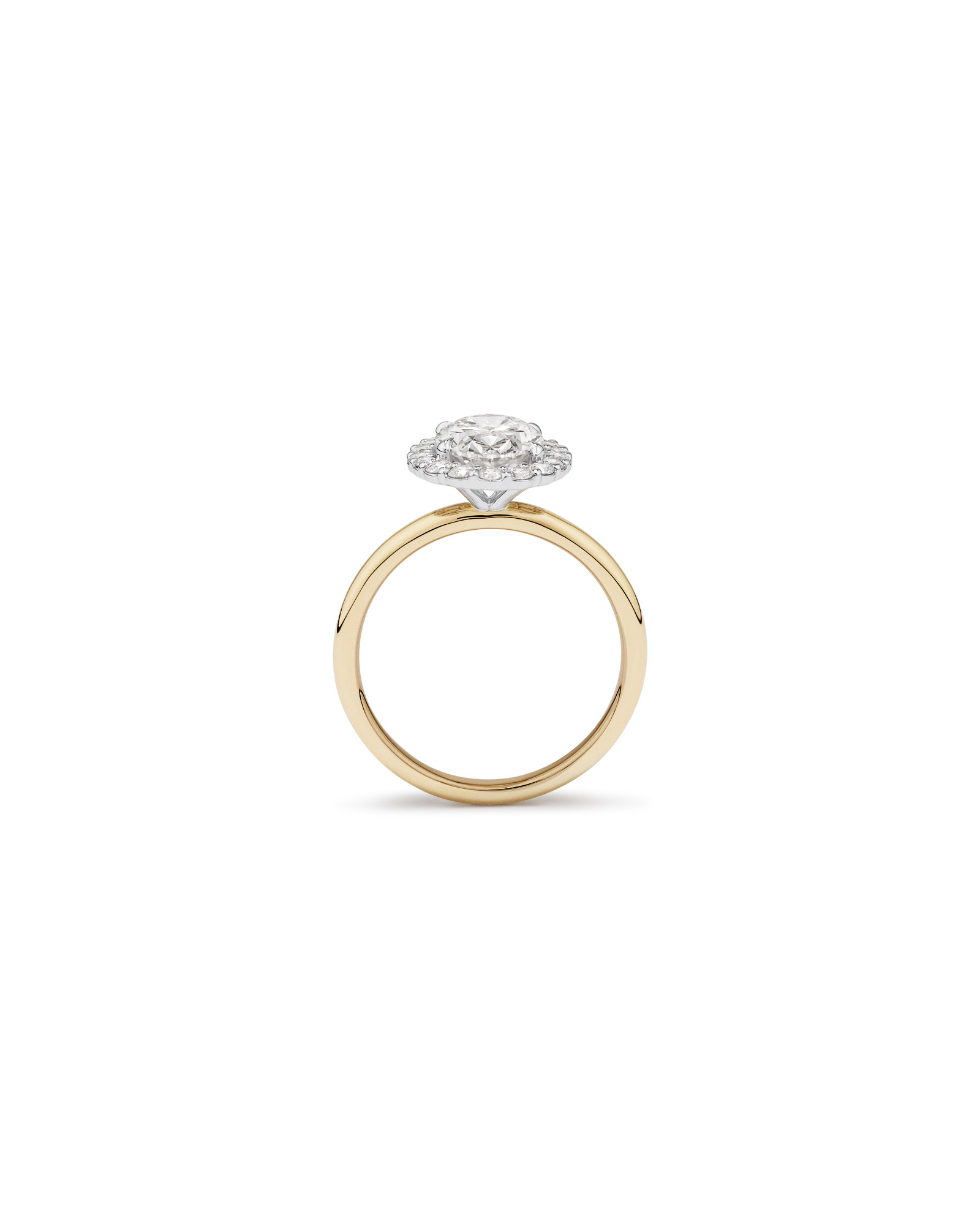 2.34 Carat TW Oval Cut Laboratory-Grown Diamond Halo Engagement Ring 14kt Yellow and White Gold