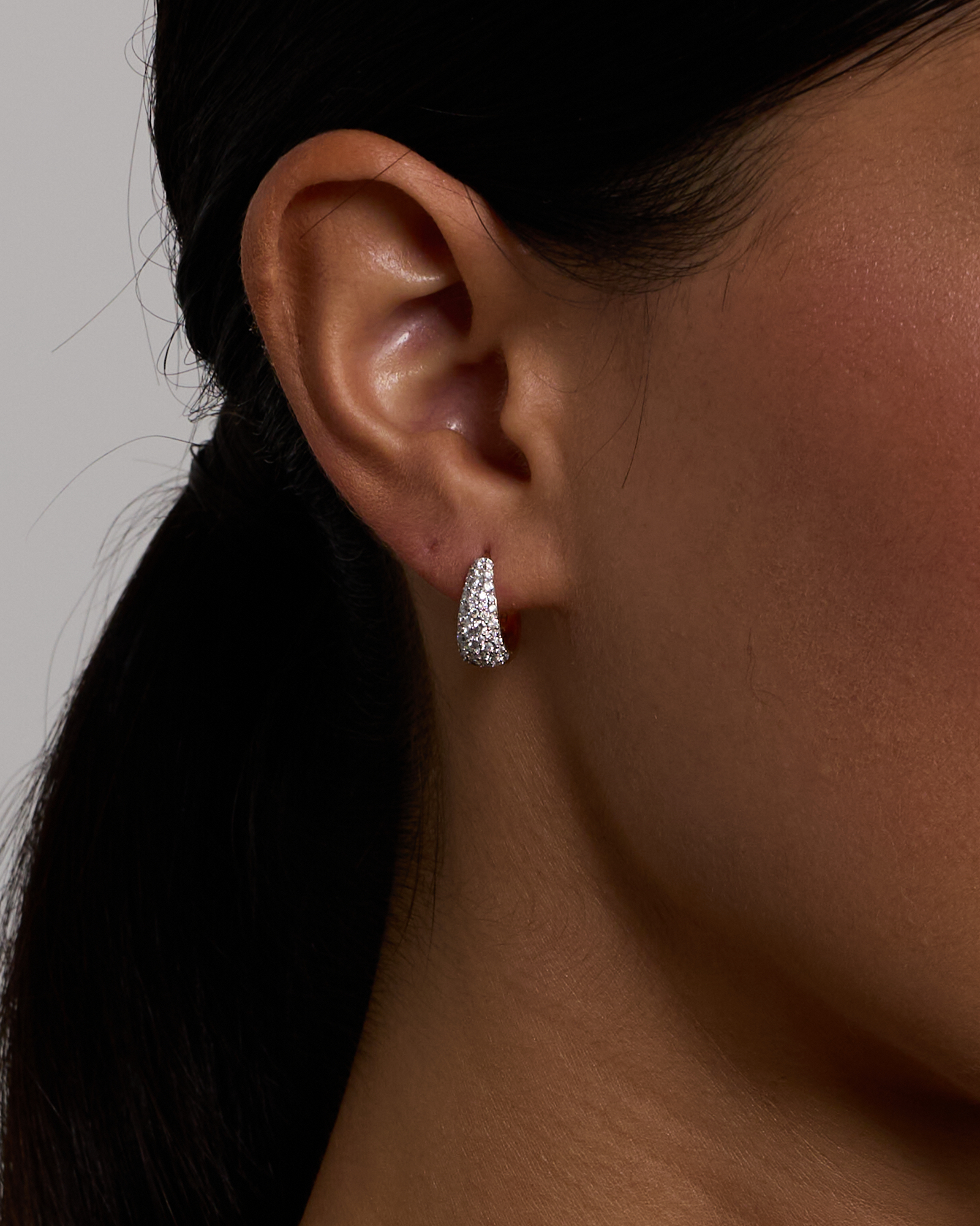 Stardust Hoops with .72TW of Diamonds in 10kt Yellow Gold and Rhodium