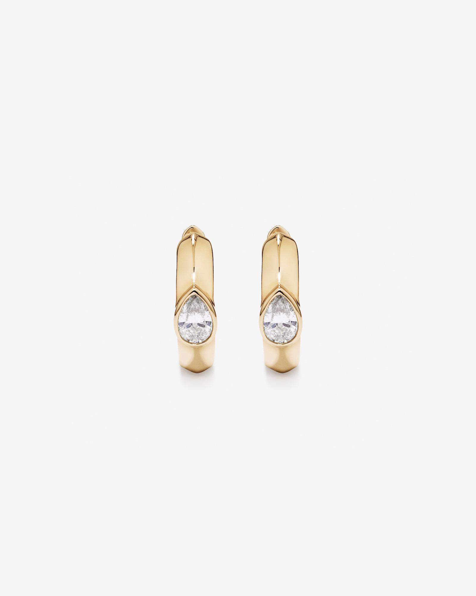 0.50 Carat TW of Laboratory-Grown Pear Cut Diamond Huggie Earrings in 10kt Yellow Gold
