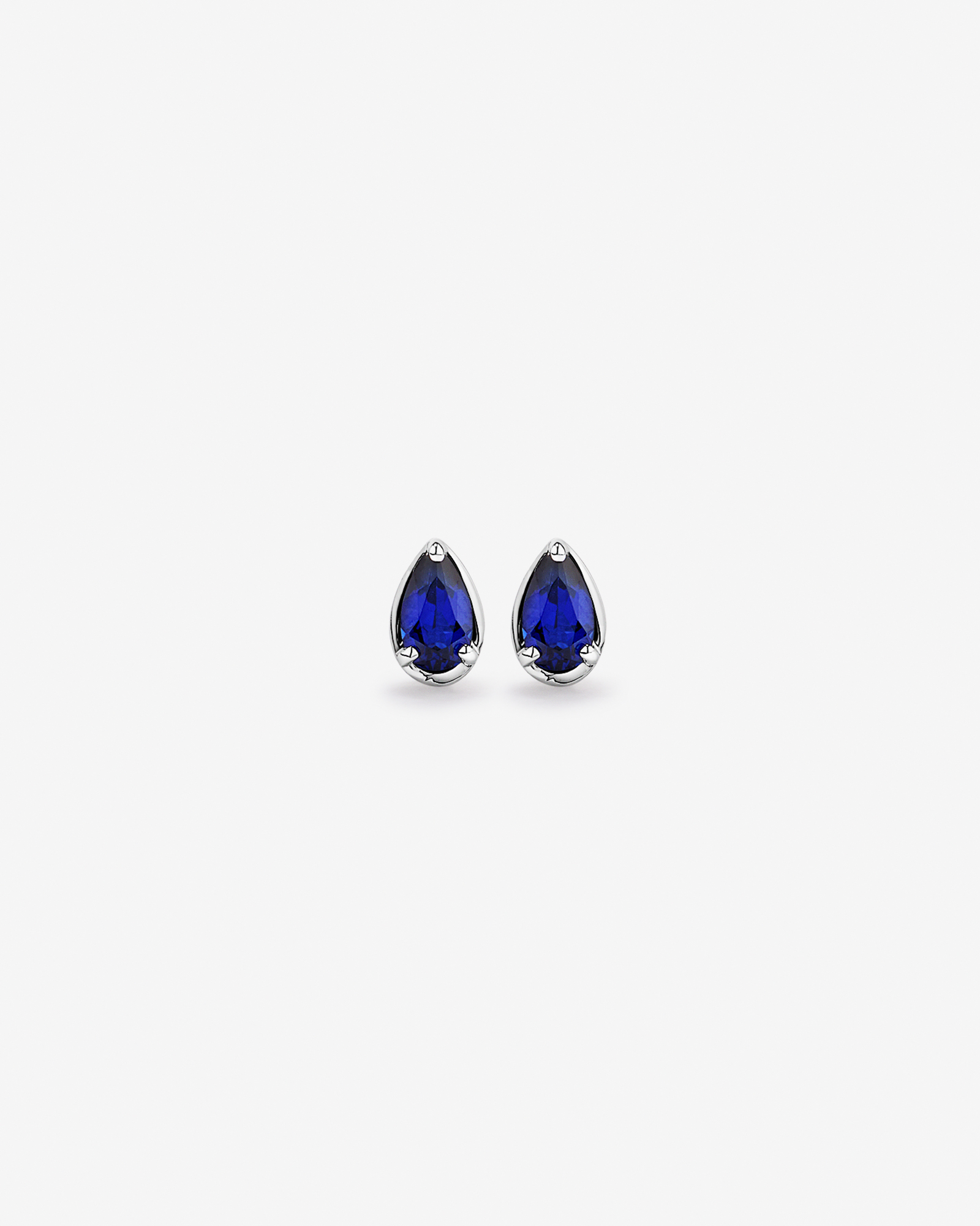 Pear-Cut Created Sapphire Stud Earrings in Sterling Silver