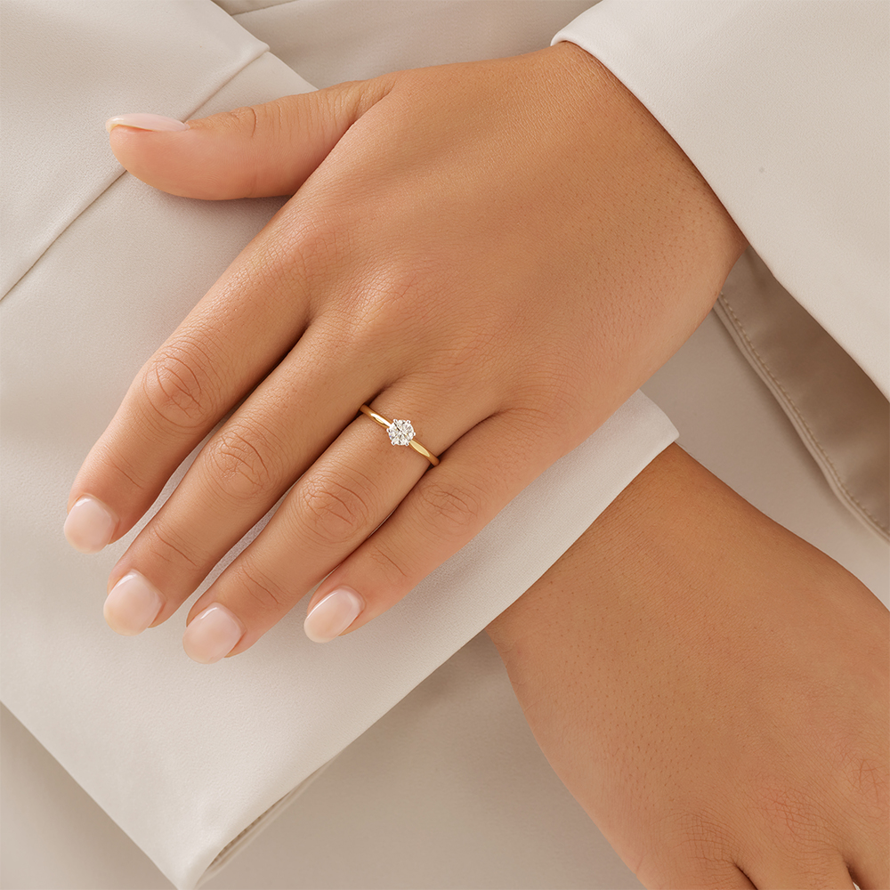 Certified Solitaire Engagement Ring with a 0.50 Carat TW Diamond in 18kt Yellow and White Gold