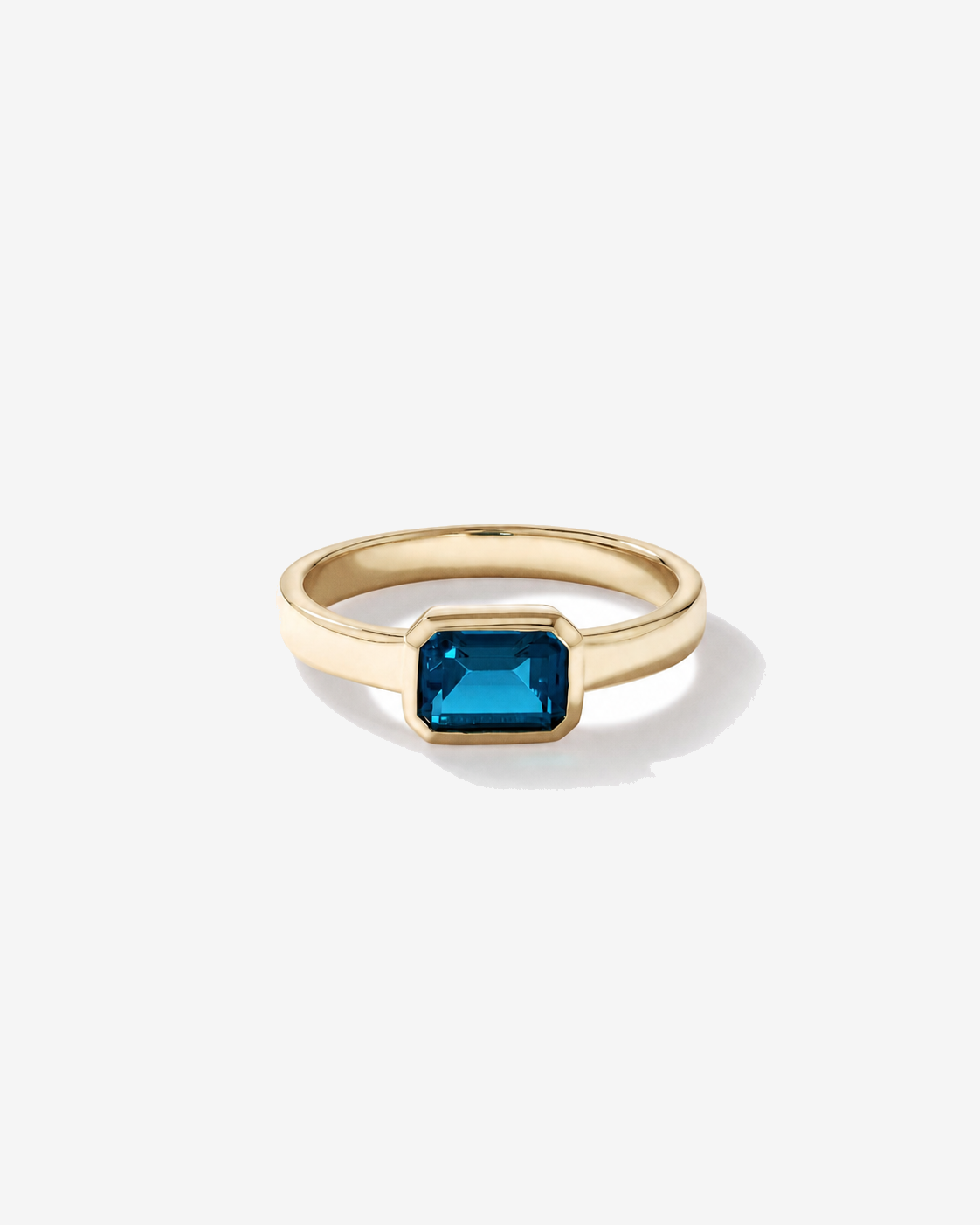 London Blue Topaz Bezel Ring in 10kt Yellow Gold