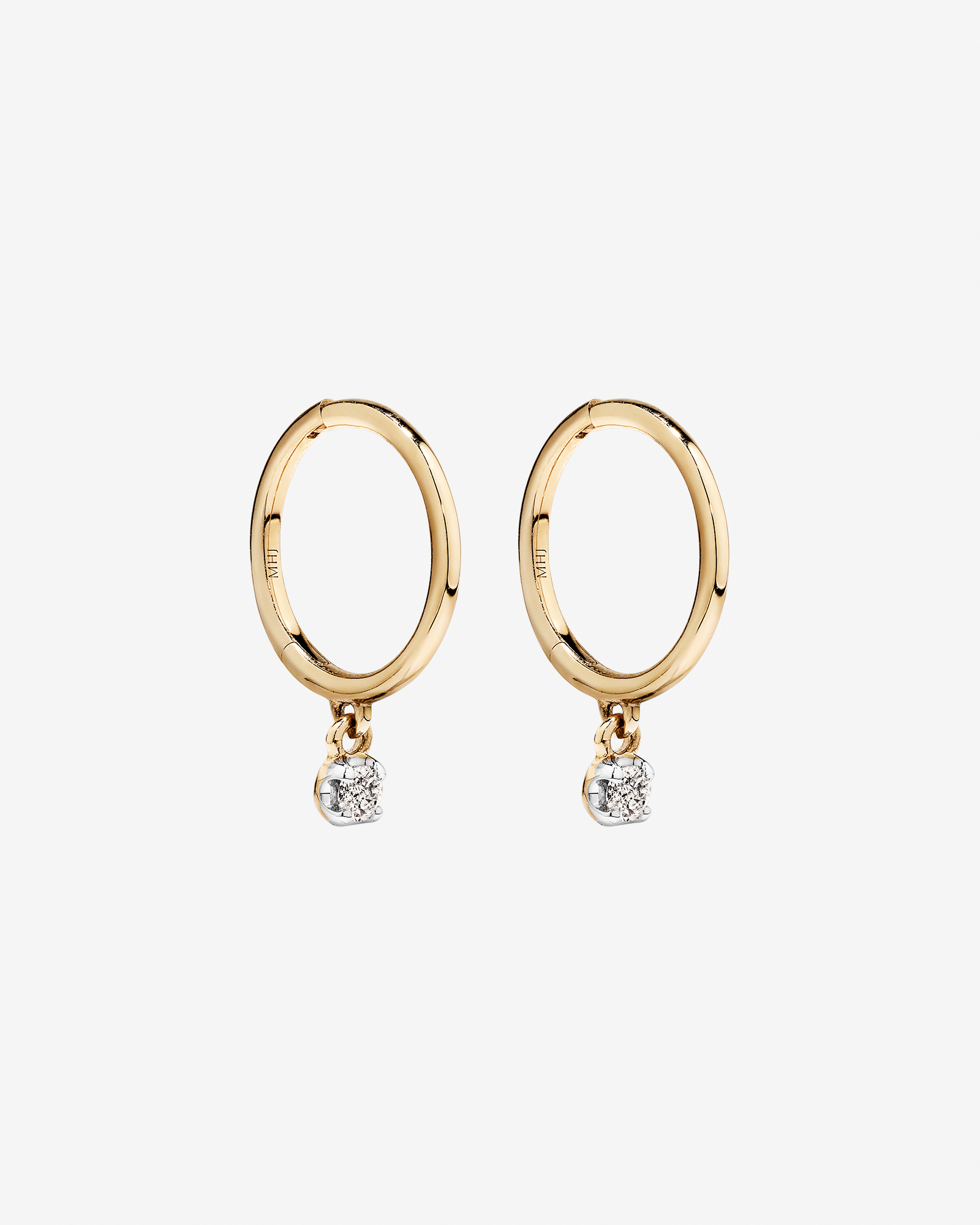 Boucles d’oreilles rondes en diamant brillant en or jaune 10 carats