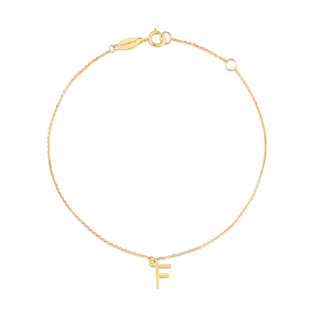19cm (7.5") F Initial Bracelet in 10kt Yellow Gold