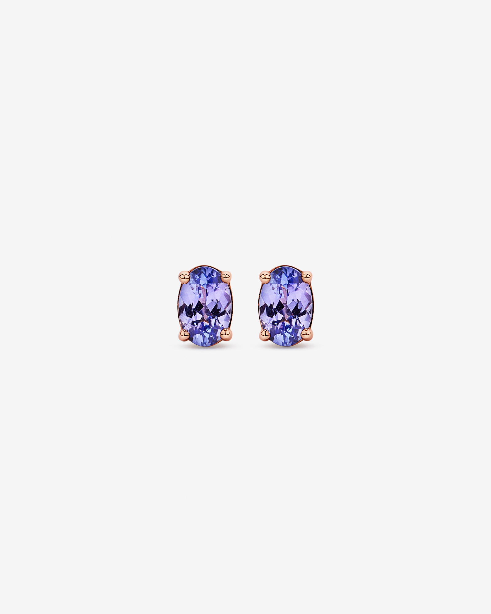 Tanzanite Solitaire Stud Earrings in 10kt Rose Gold