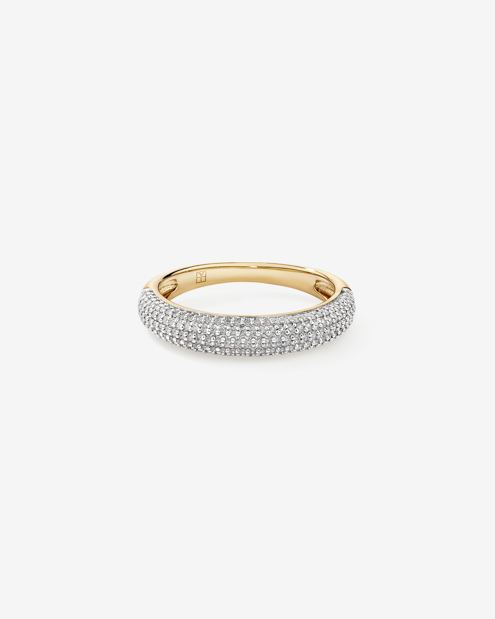 Anneau Pavé Dome avec zirconie cubique en Vermeil 18 kt