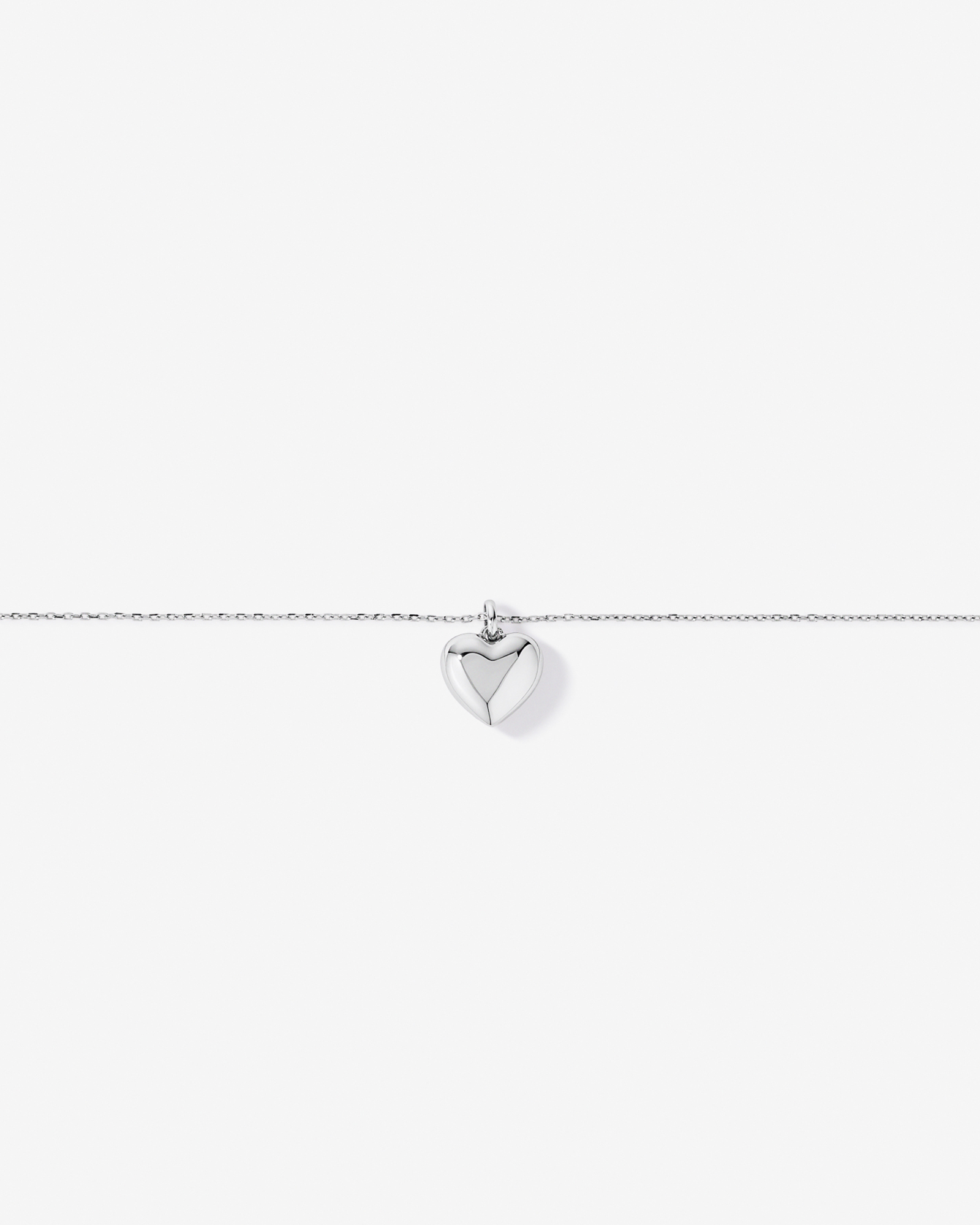 Pendentif en forme de cœur gonflé avec chaîne de 45 cm en argent sterling