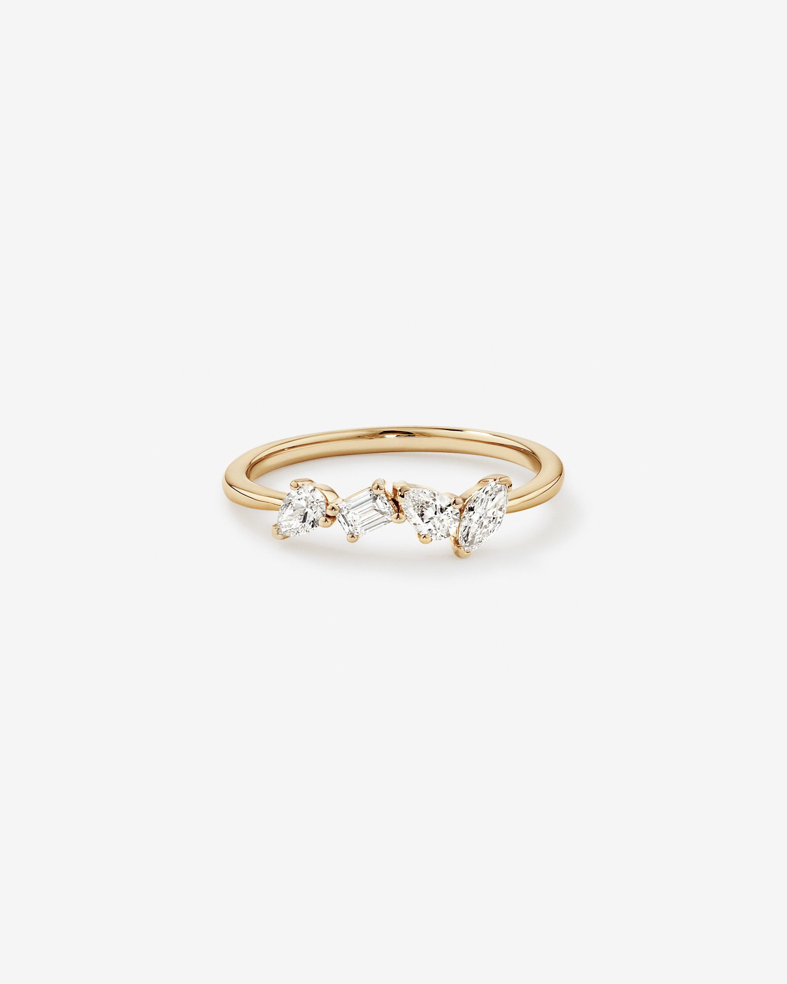 0.40 Carat TW Fancy Cut Laboratory-Grown Diamond Four Stone Ring 10kt Yellow Gold