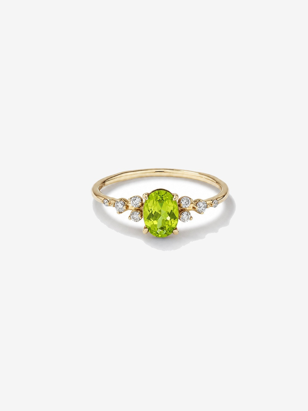 Peridot and 0.12 Carat TW Diamond Ring 10kt Yellow Gold