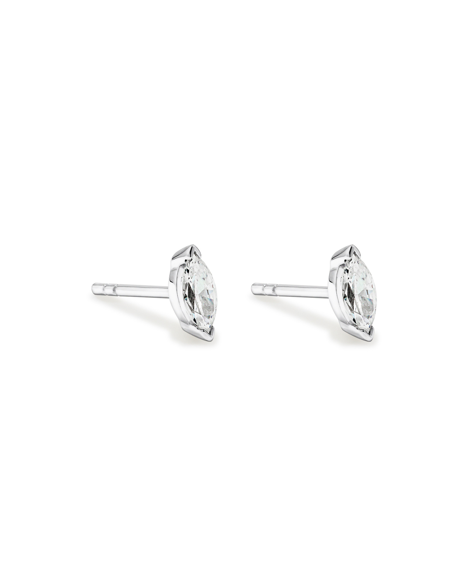 6mm Marquise-Cut Cubic Zirconia Solitaire Stud Earrings in Sterling Silver