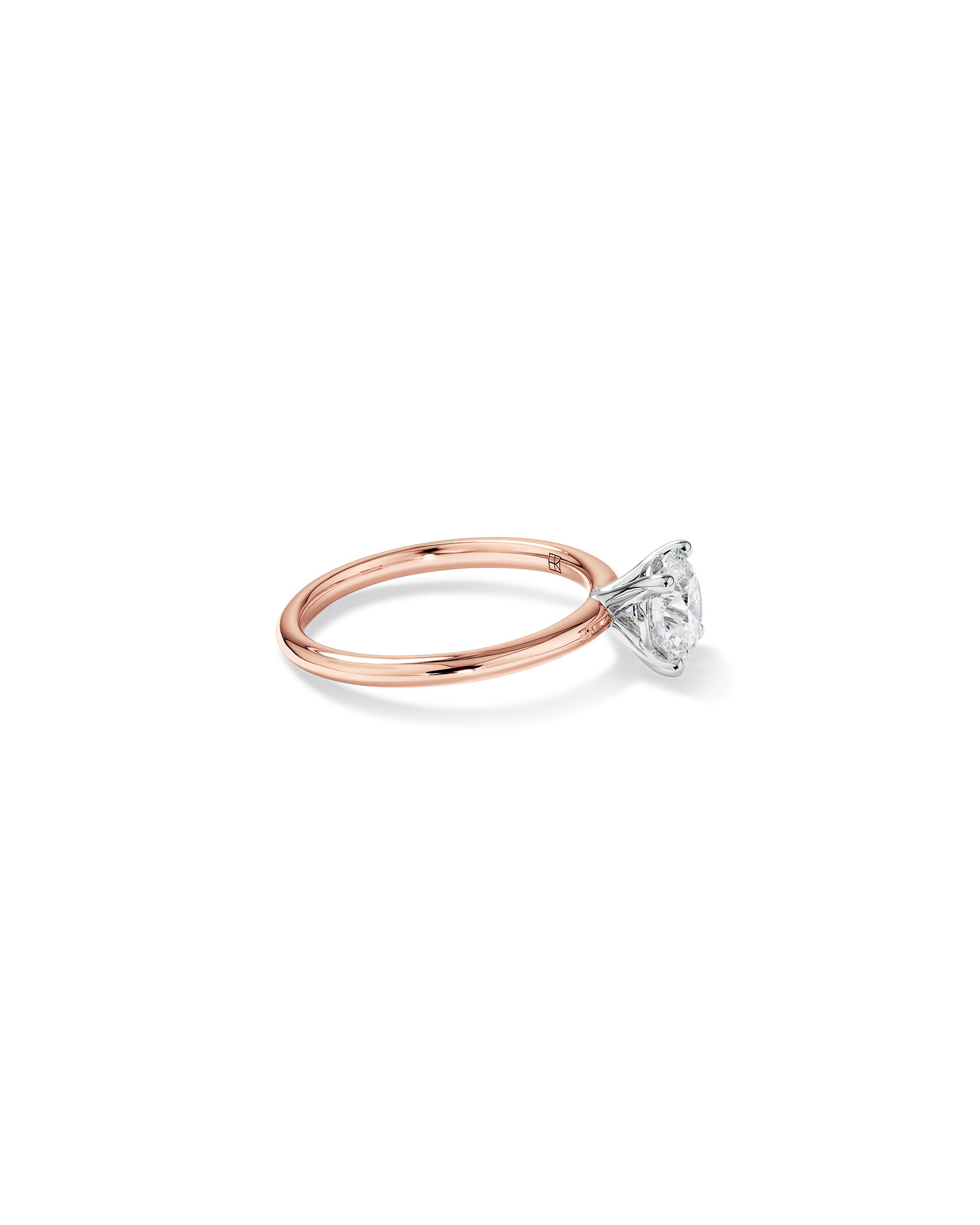 Carat TW Round Brilliant Laboratory-Grown Diamond Solitaire Engagement Ring 14kt Rose and White Gold