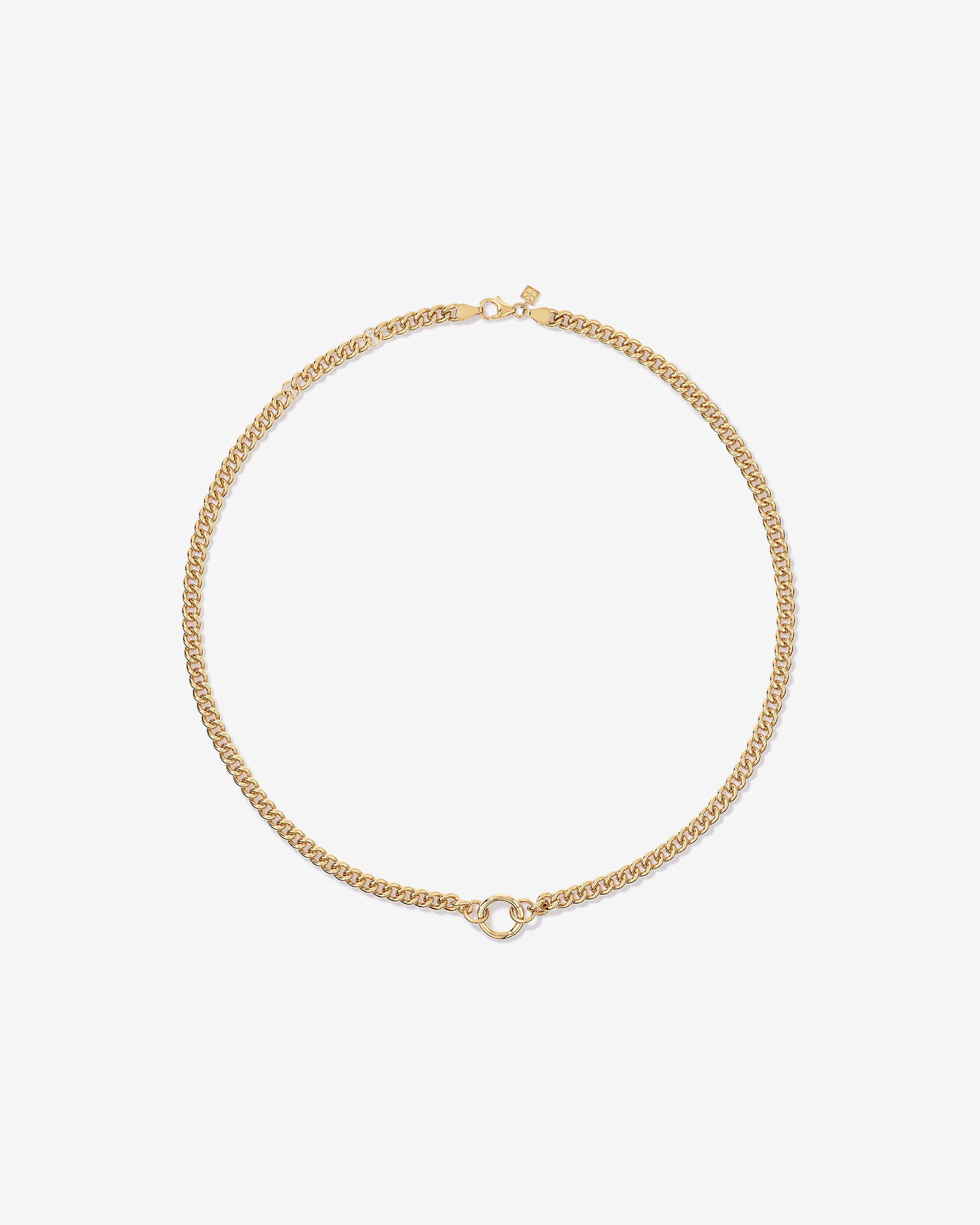 Round Curb Pendant Bar Chain in 18kt Gold Vermeil