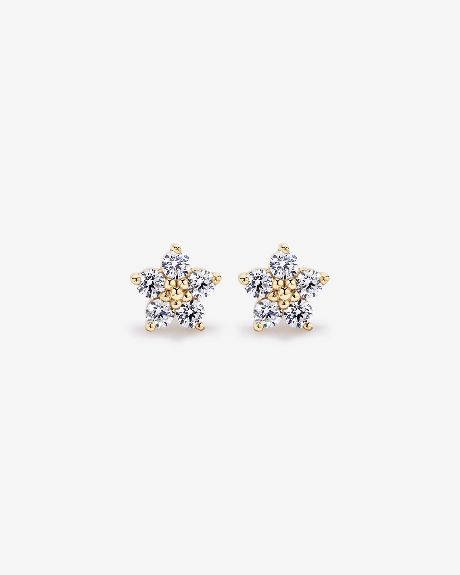 Flower Stud Earrings in 18kt Vermeil with Cubic Zirconia