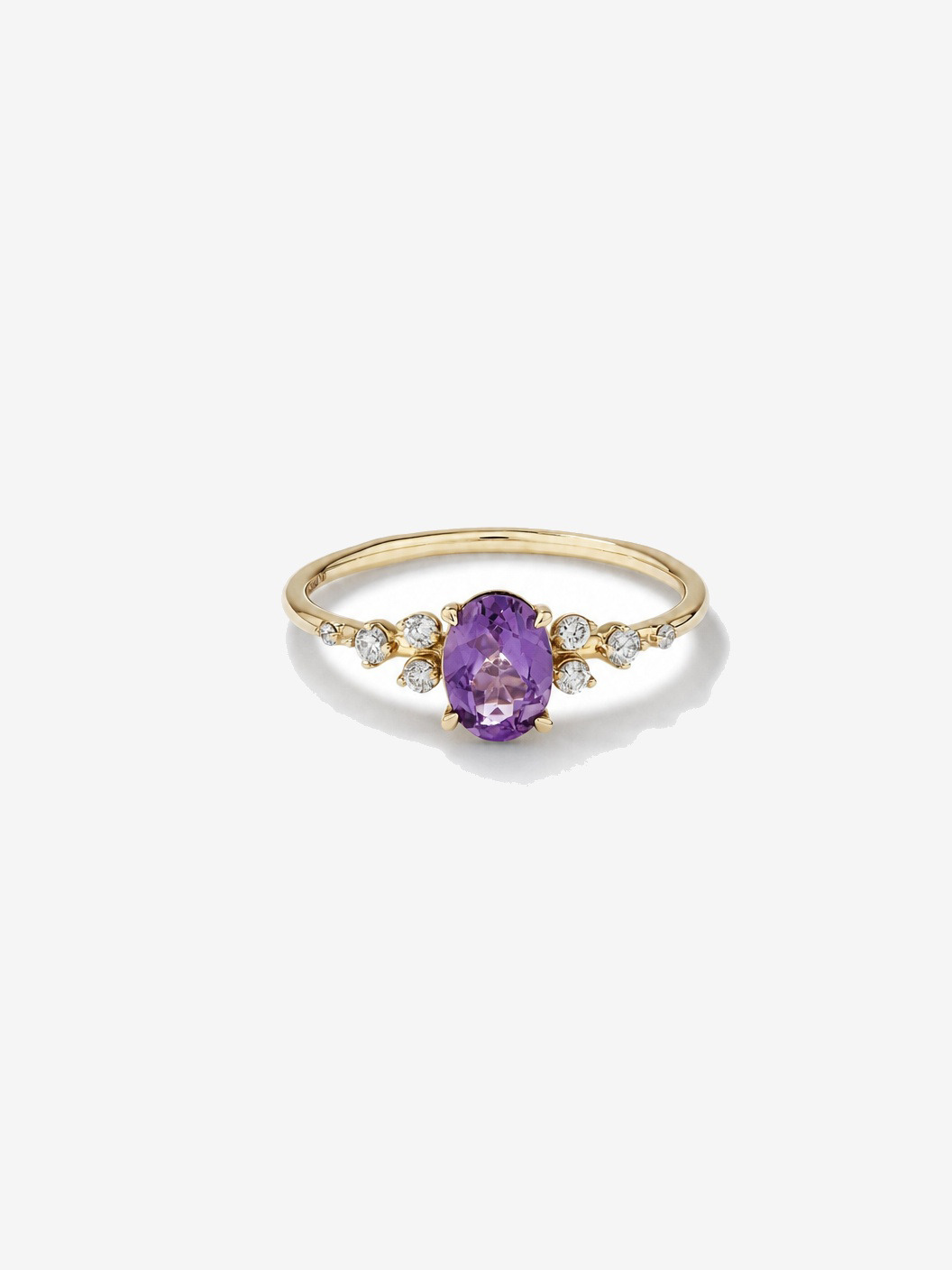 Amethyst and 0.12 Carat TW Diamond Ring 10kt Yellow Gold