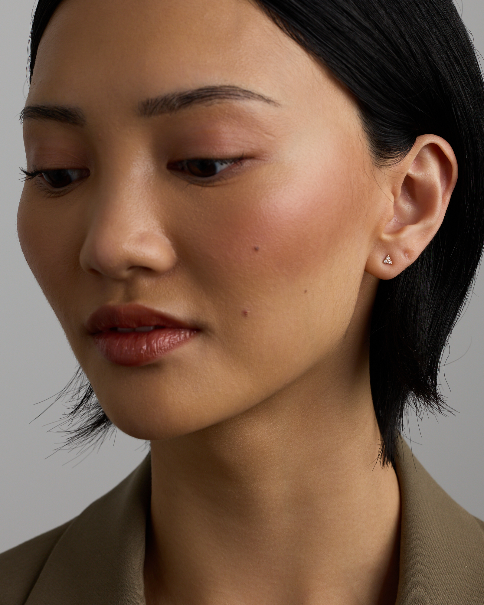 Trio Stud Earrings with .08 Carat TW Diamonds in 10kt Yellow Gold