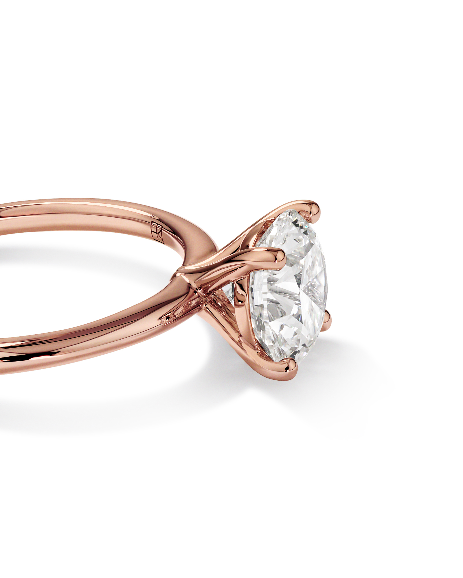 Bague de fiançailles solitaire ronde en diamant brillant laboratoire TW 2 carats or rose 14