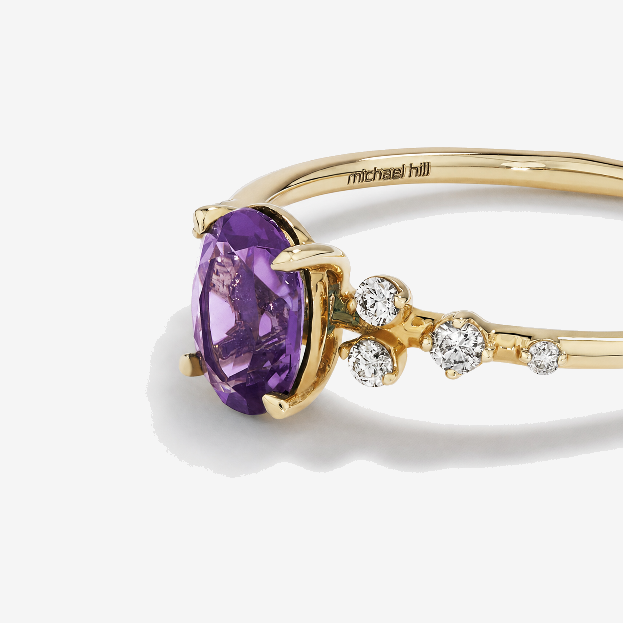 Amethyst and 0.12 Carat TW Diamond Ring in 10kt Yellow Gold