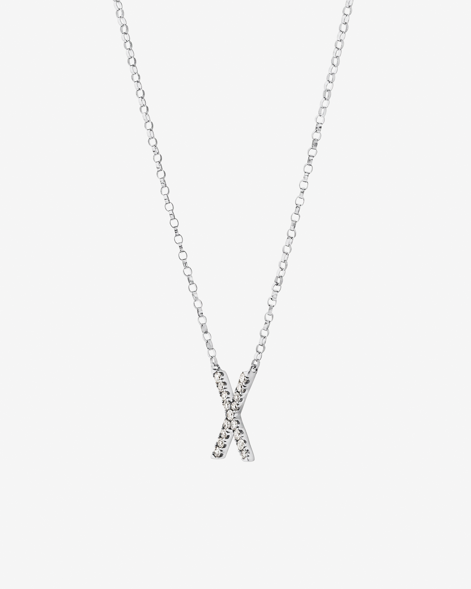 X Initial Necklace with 0.10 Carat TW of Diamonds in 10kt White Gold