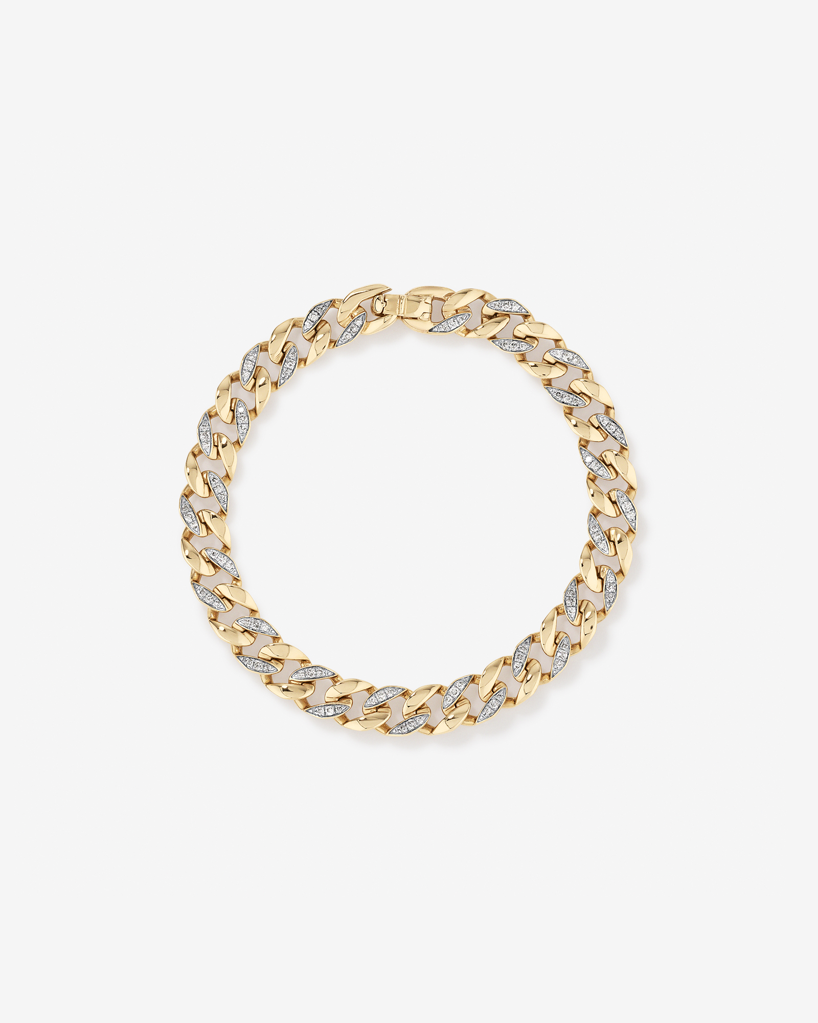 21cm Cuban Link Bracelet with 1.00 Carat TW of Diamonds in 10kt Yellow Gold