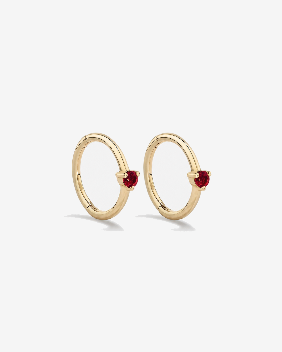 10mm Ruby Accent Sleepers in 10kt Yellow Gold