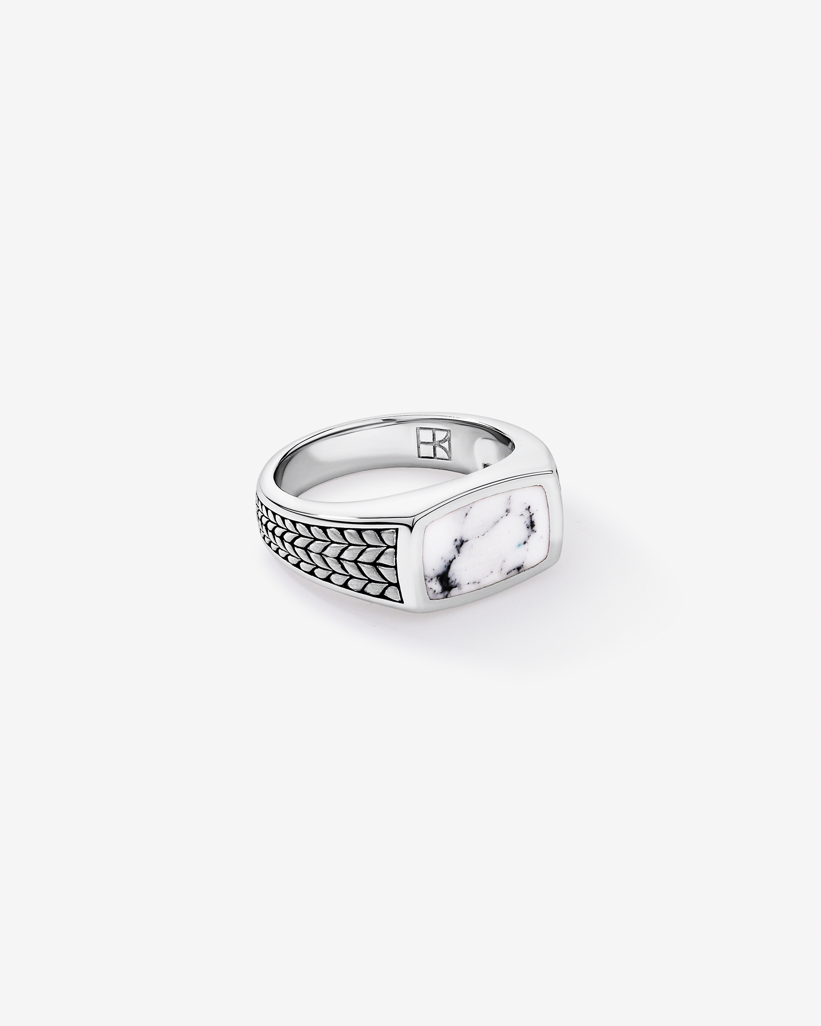 Howlite Signet Ring in Sterling Silver