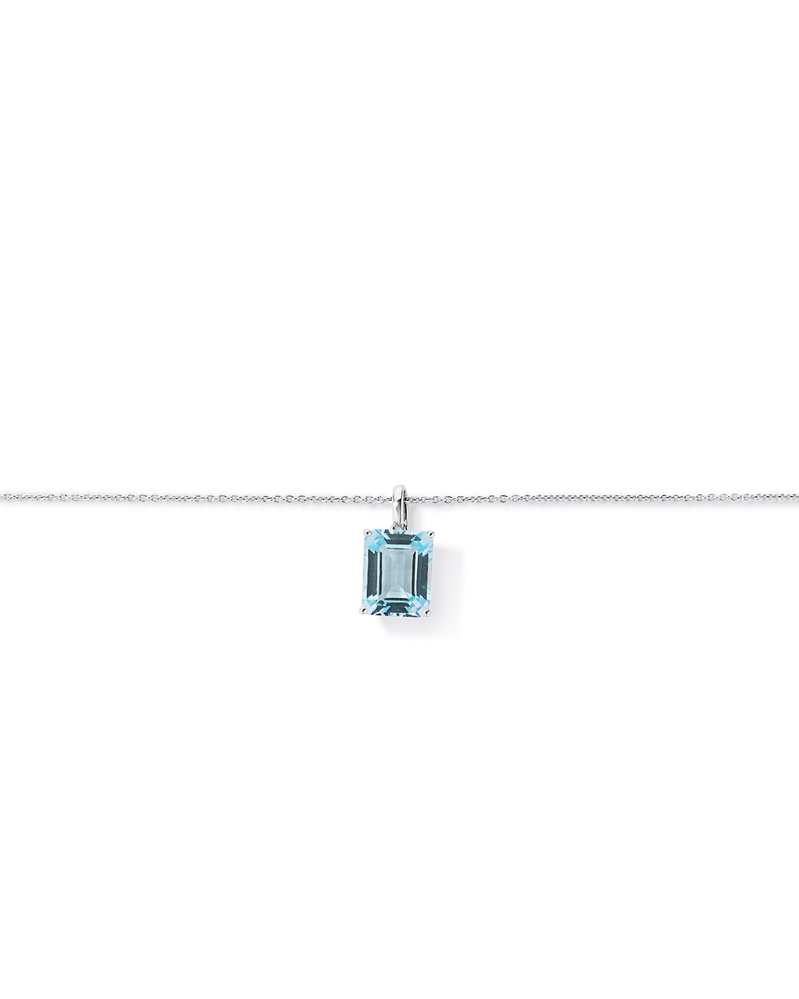 Emerald Cut Sky Blue Topaz Pendant with Chain in Sterling Silver