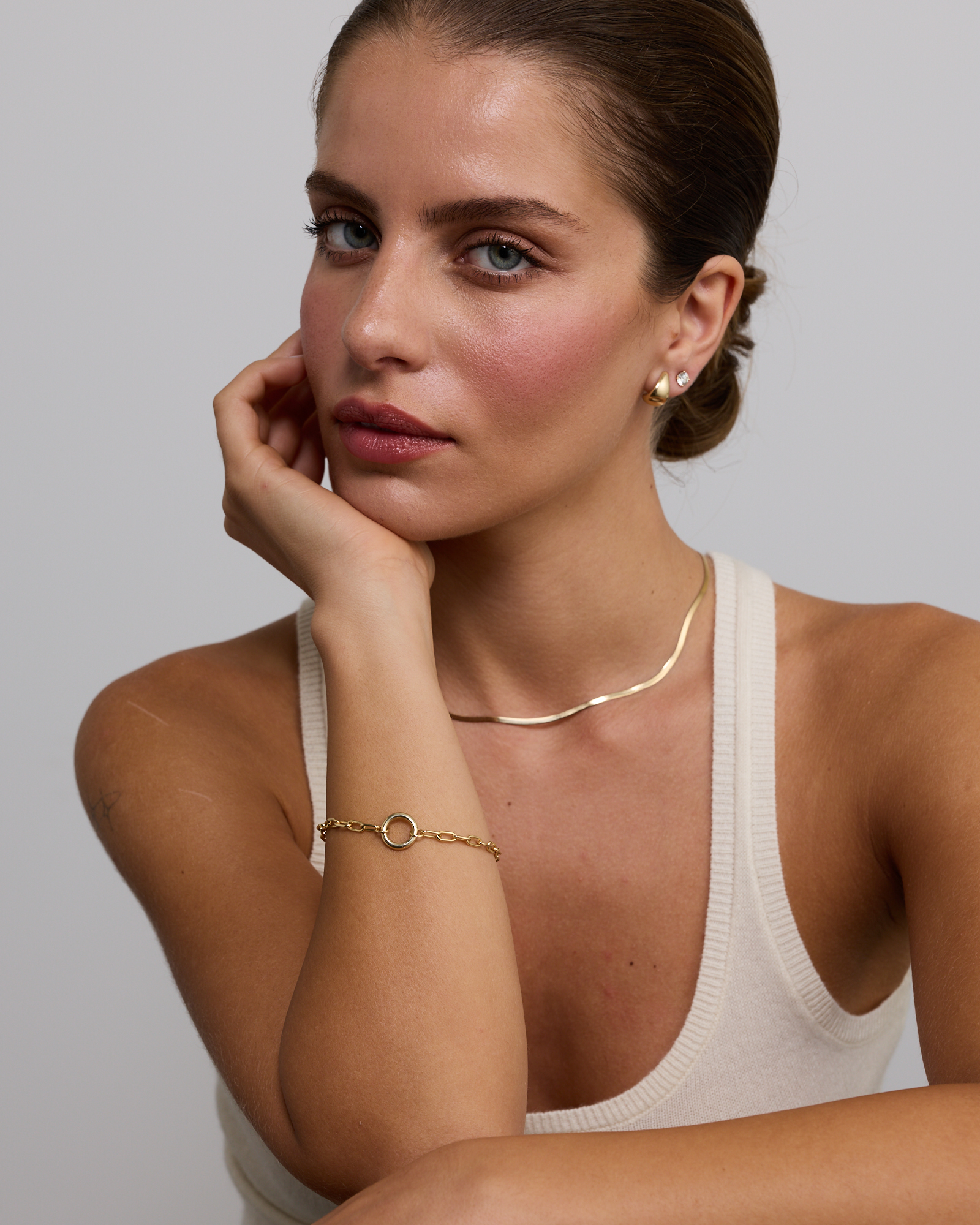 18cm (7") Round Paperclip Open Pendant Bracelet in 10ct Yellow Gold