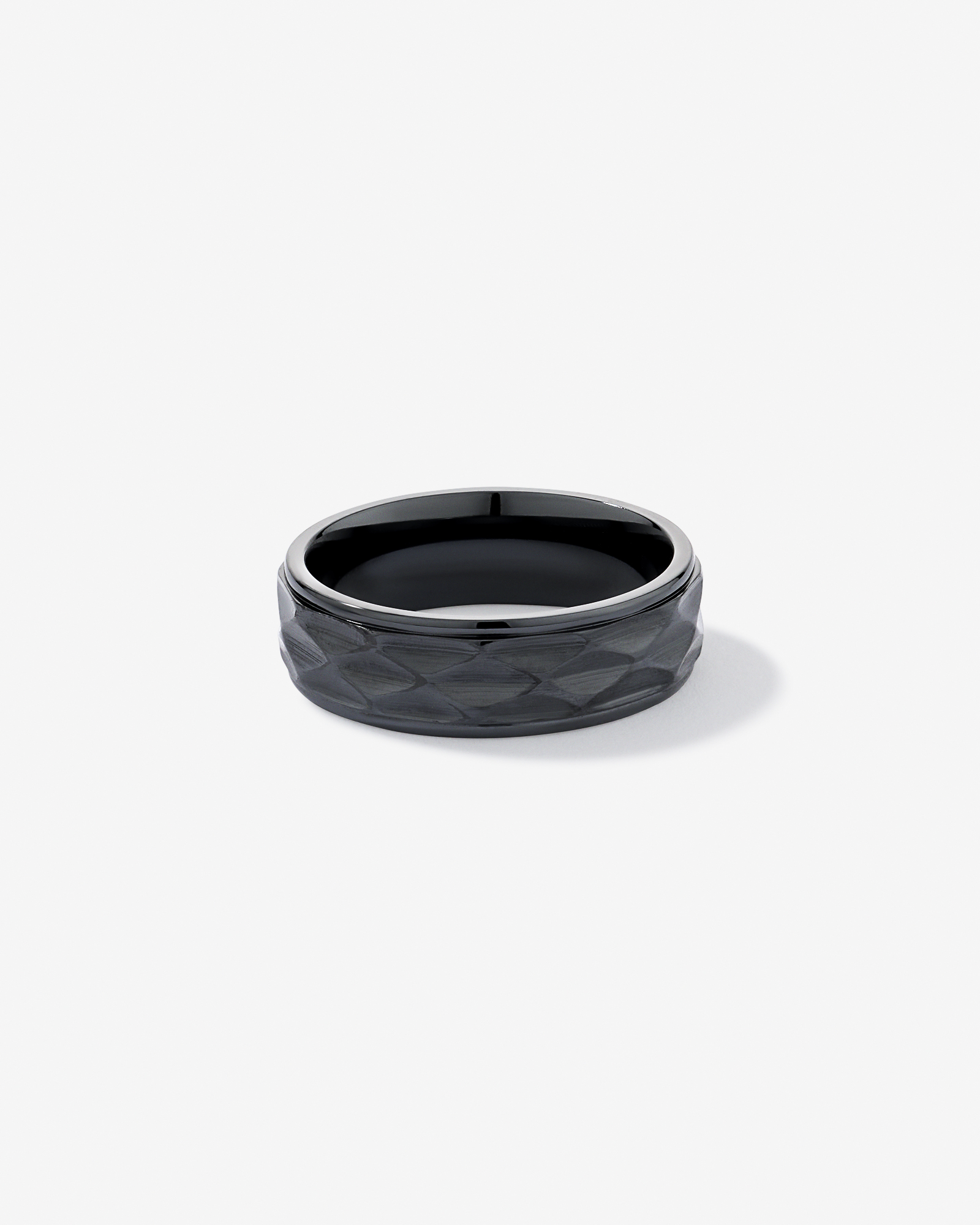 7mm Patterned Wedding Band in Black Titanium
