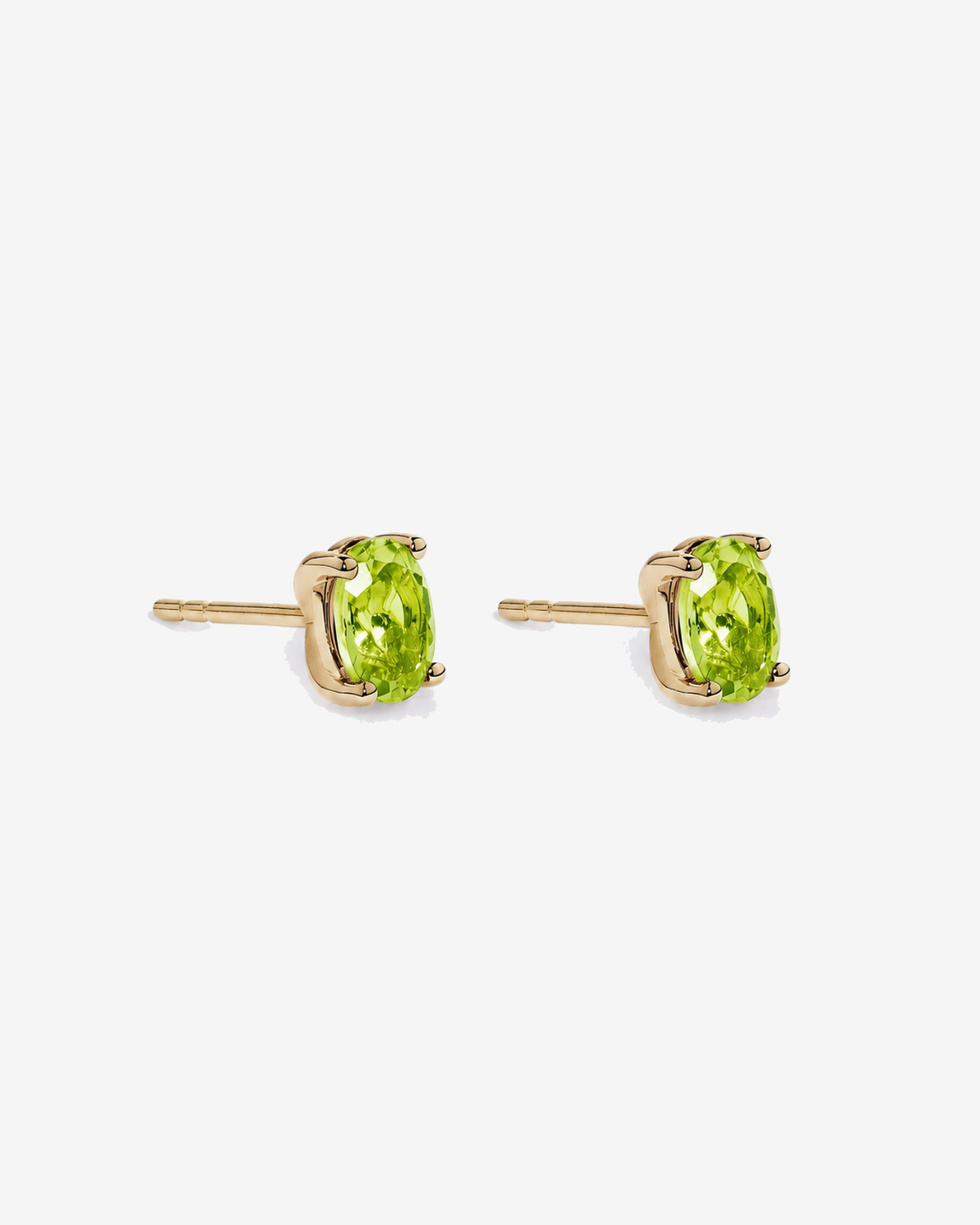 Oval Peridot Stud Earrings in 10kt Yellow Gold