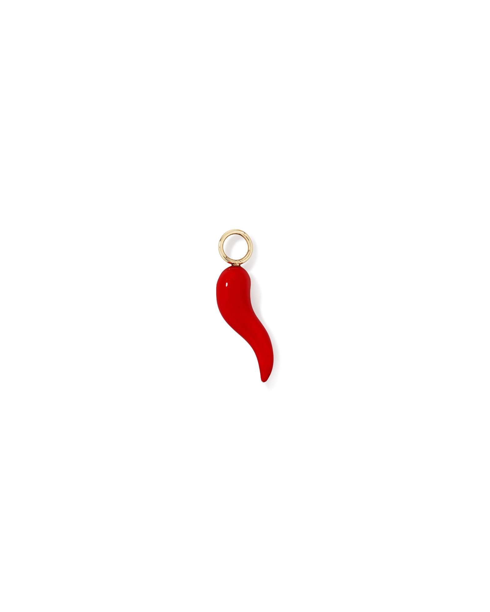 Breloque d’oreille simple cornicello rouge en or jaune 10 carats