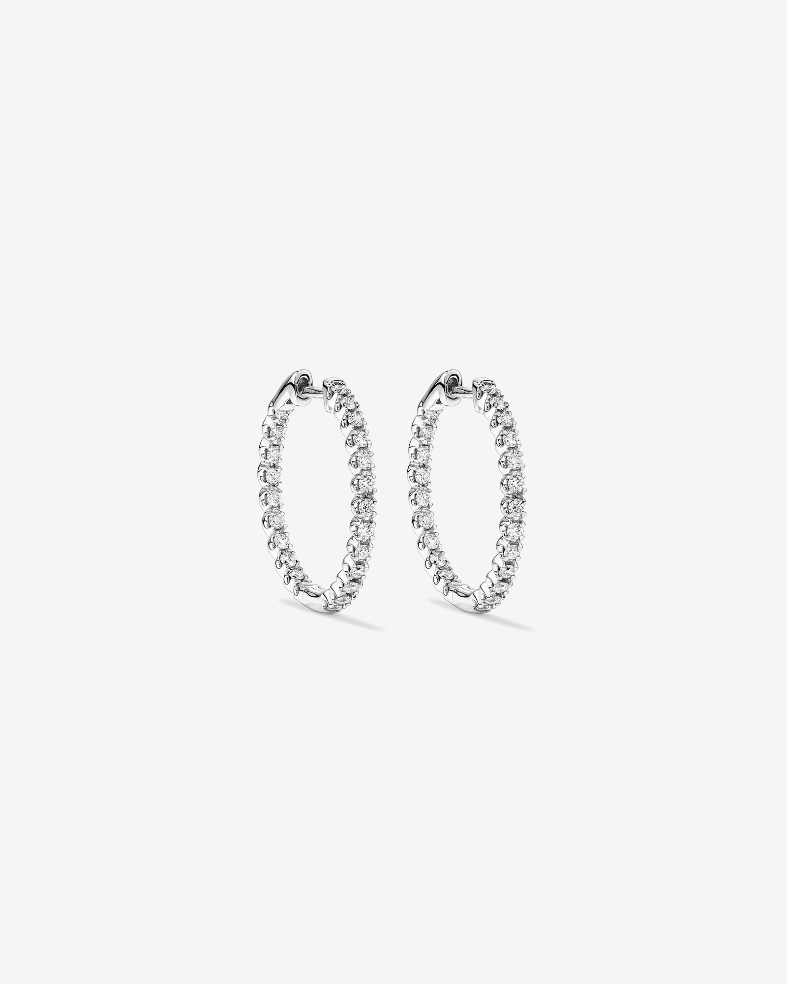 Boucles d’oreilles créoles en diamants cultivées en laboratoire TW de 0,60 carat serties en or blanc 10 carats