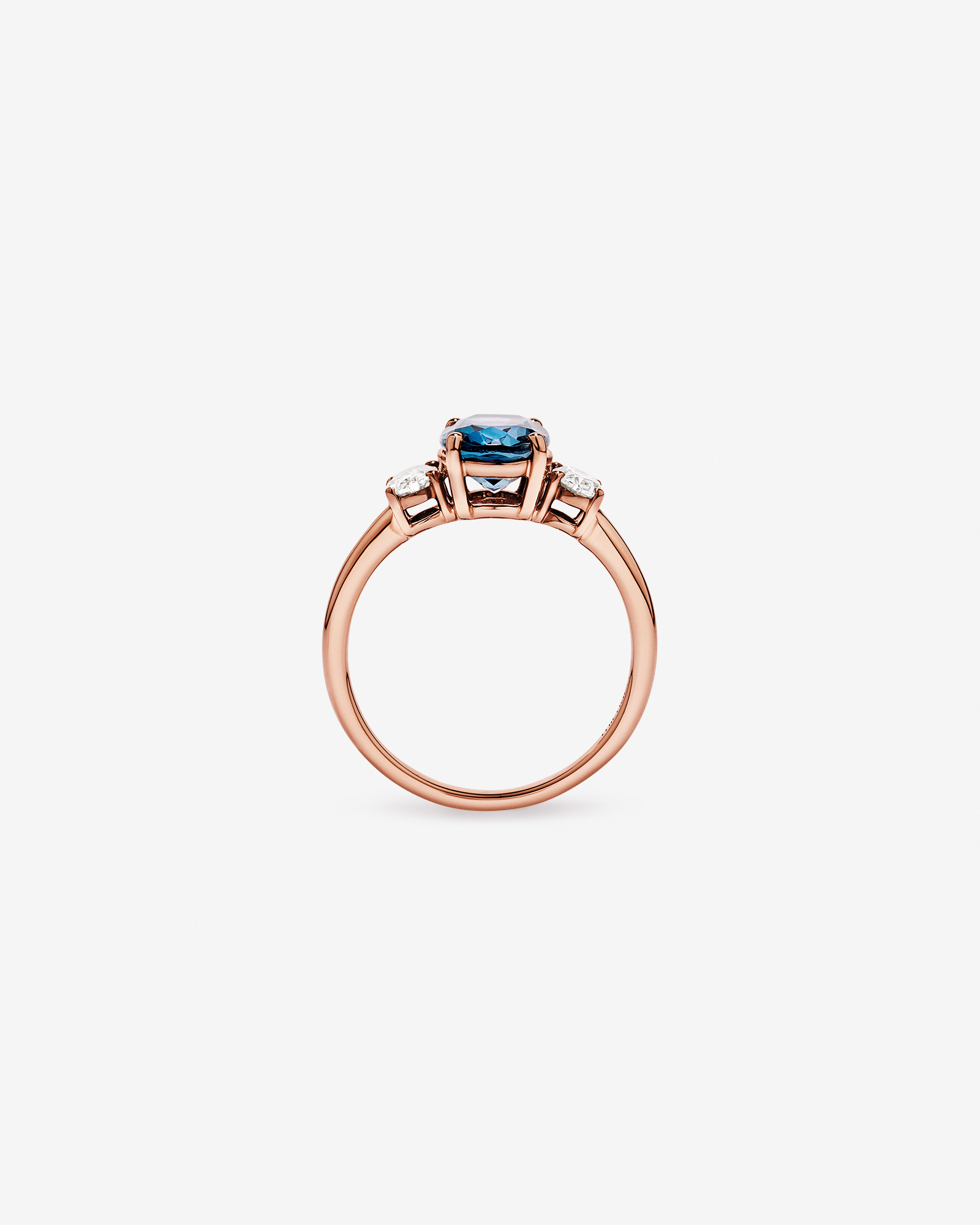 London Blue Topaz Ring with .46 Carat TW Diamonds 14kt Rose Gold