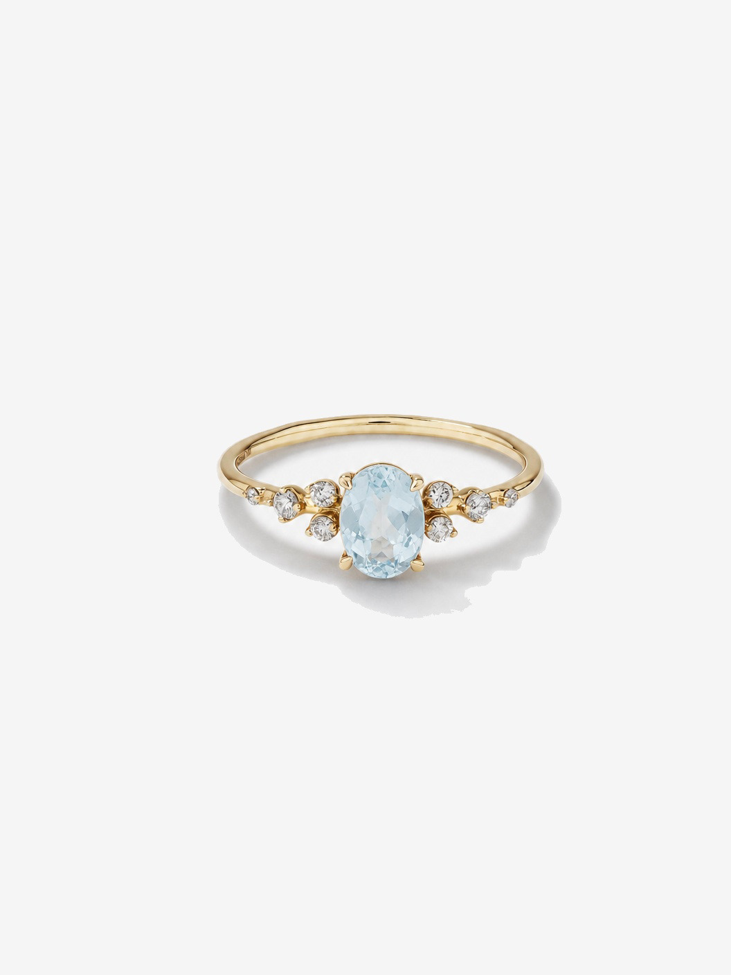 Aquamarine and 0.12 Carat TW Diamond Ring 10kt Yellow Gold