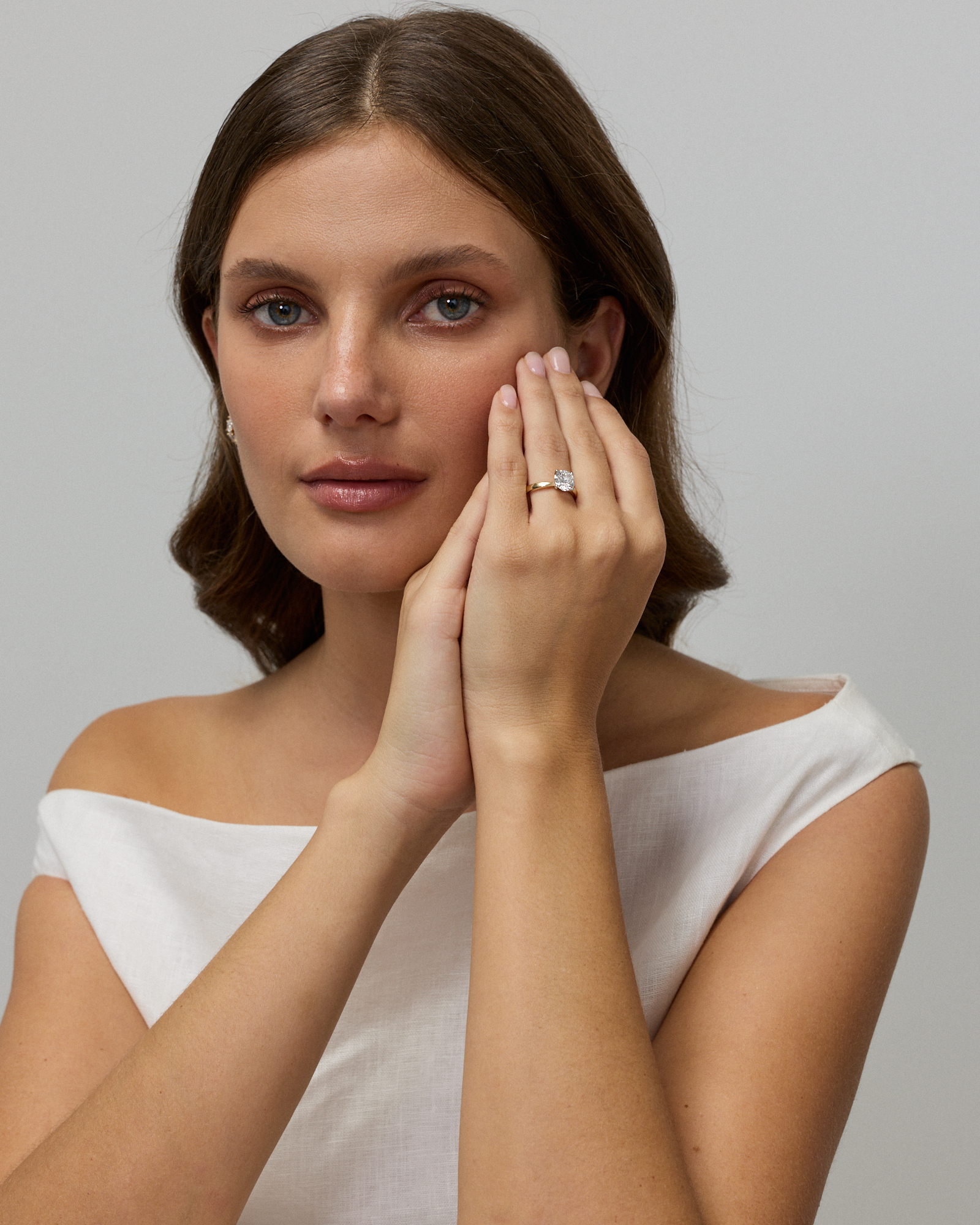 Bague solitaire en or jaune et blanc 14 carats, sertie d'un diamant rond brillant de 2,32 cultivé laboratoire