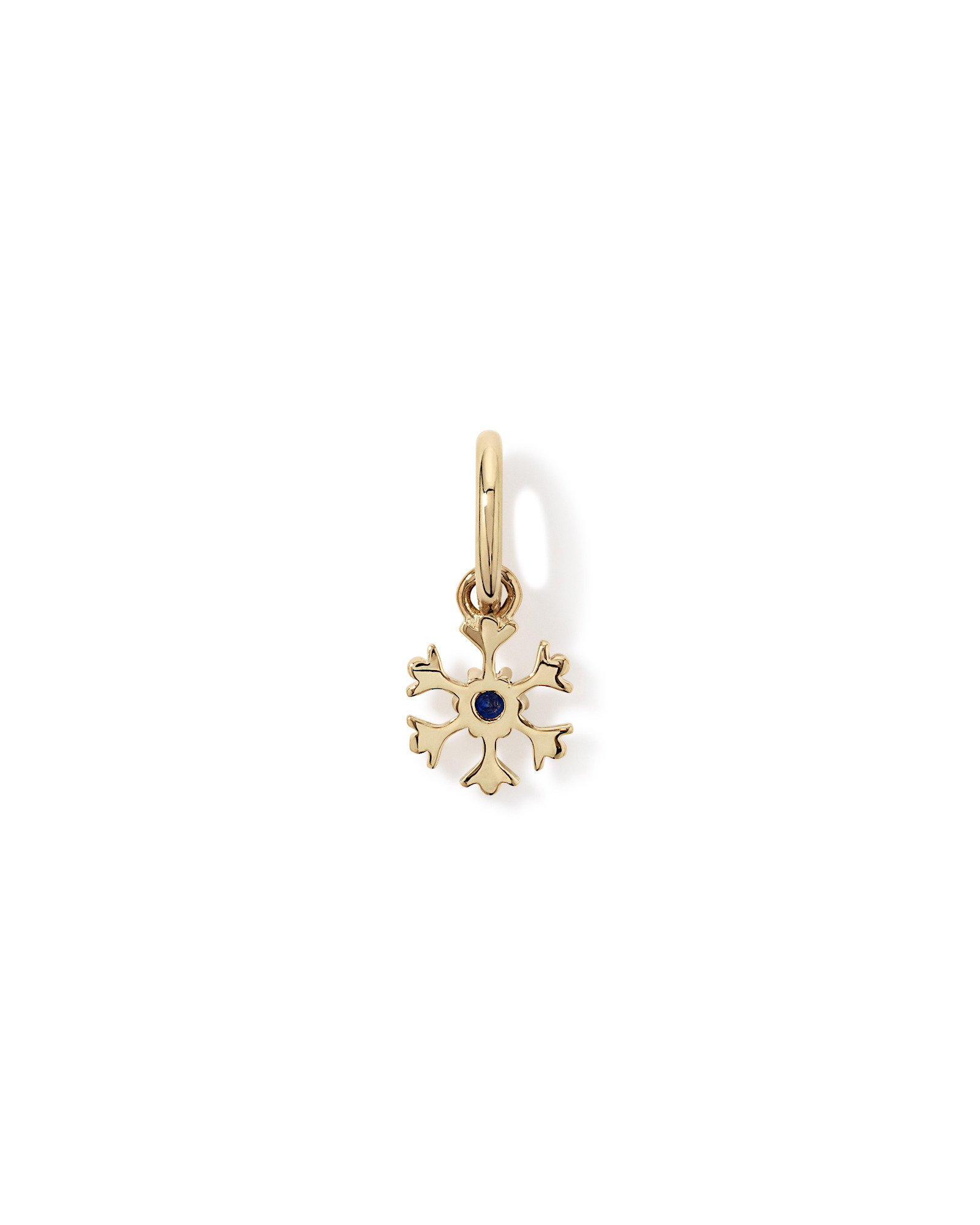 Snowflake Pendant with Round Created Sapphire in 10kt Yellow Gold