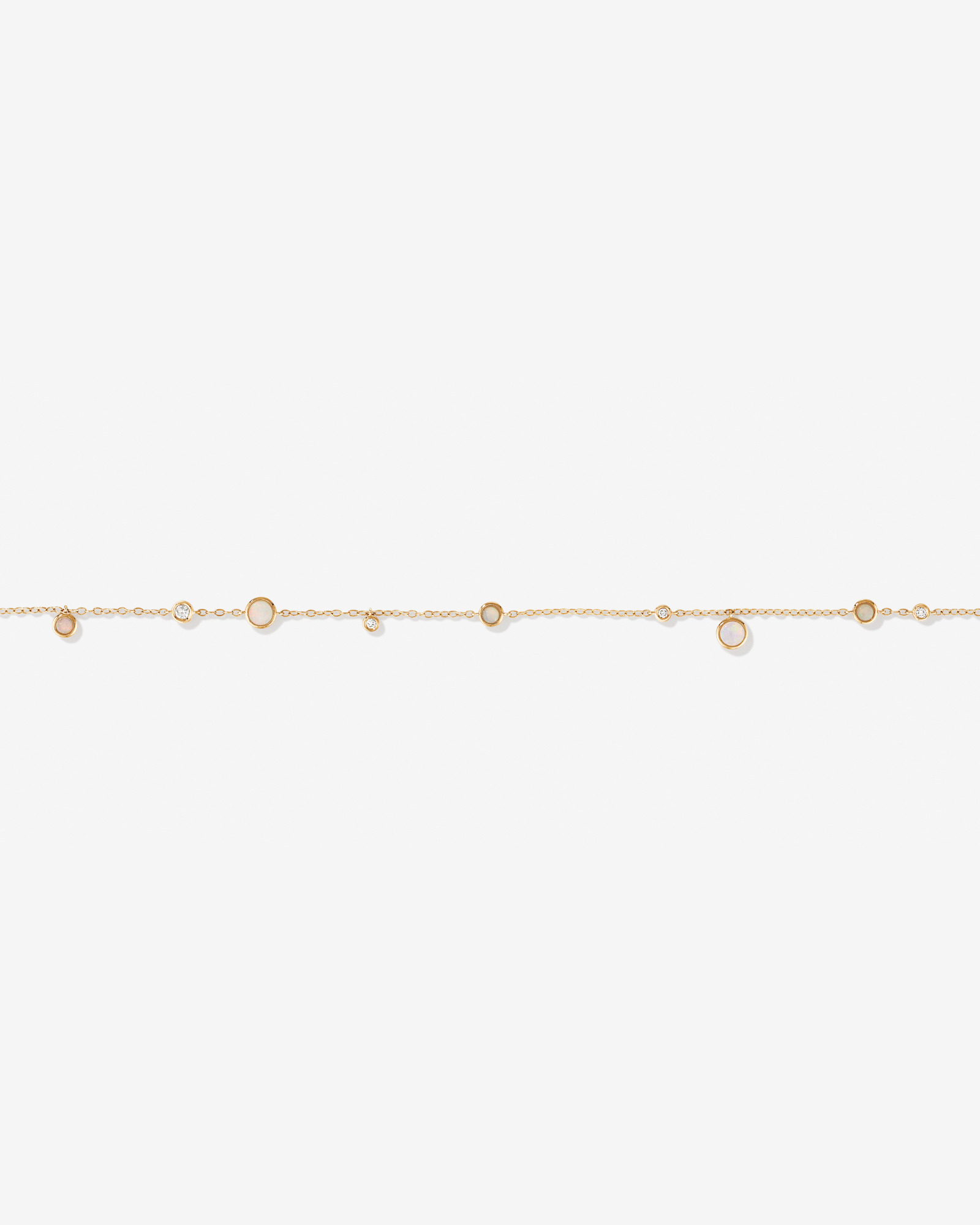 Station Bracelet with Opal & Diamonds in 10kt Yellow Gold