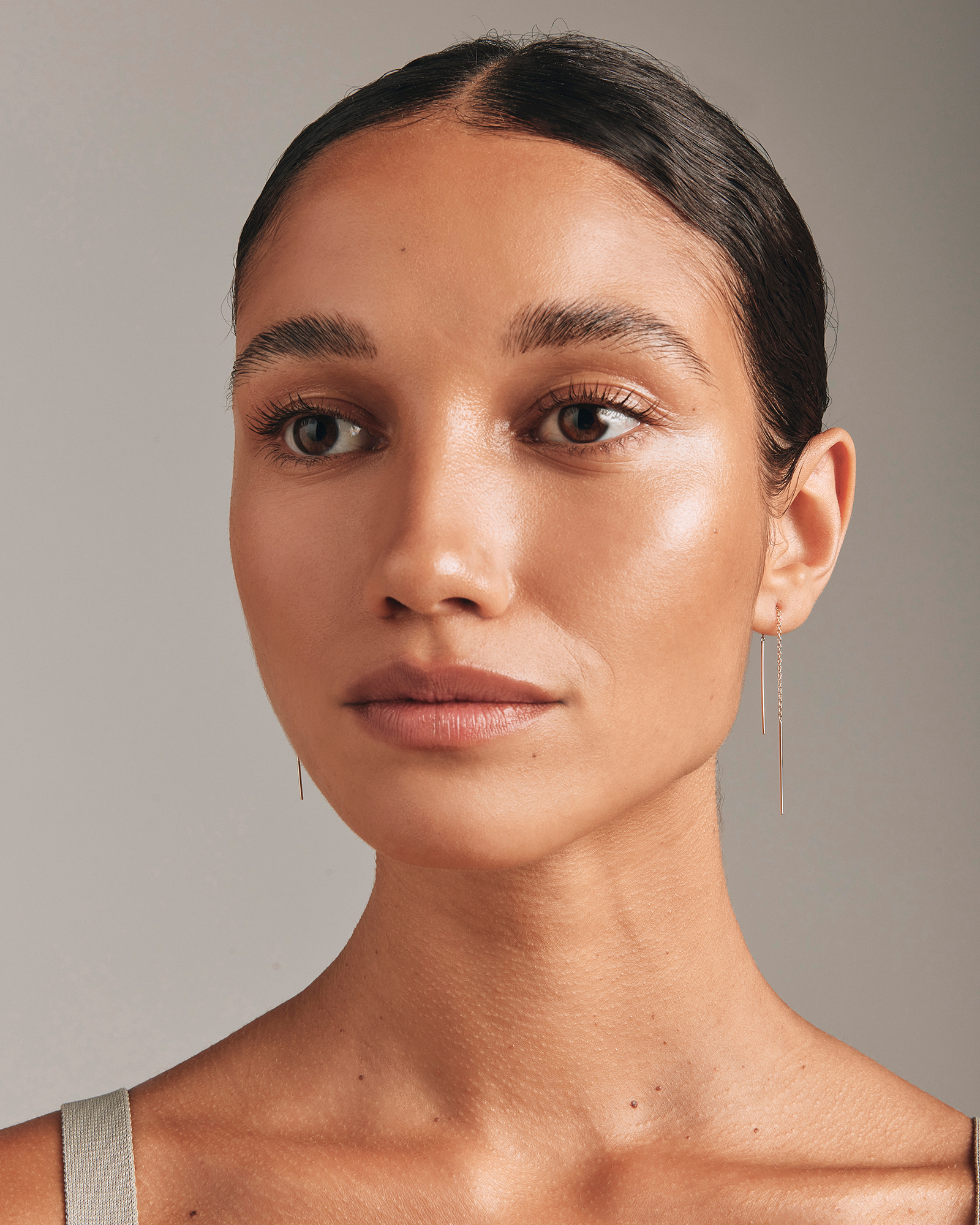 Boucles d'oreilles à fil à barre en or jaune 10 K, 93 mm