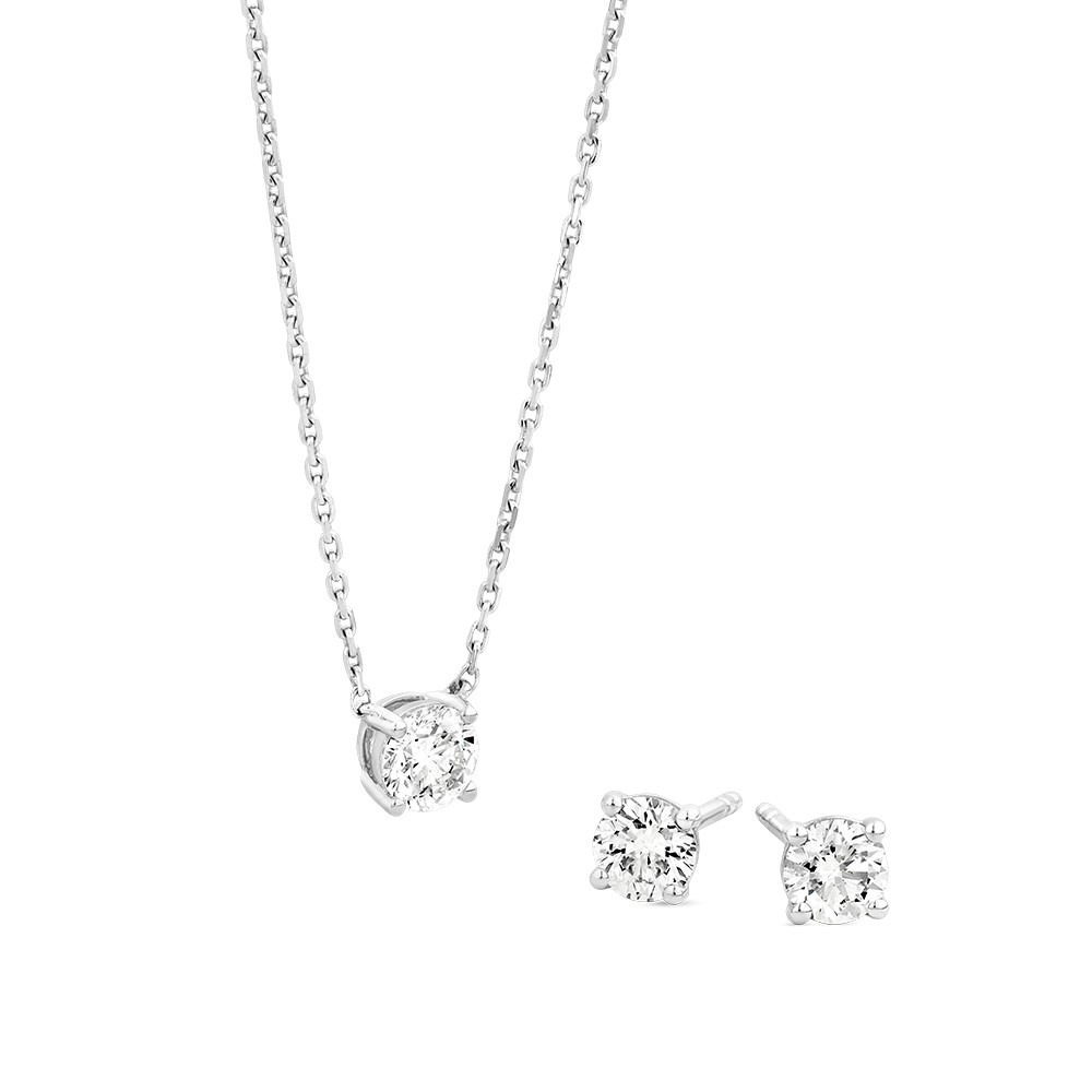 0.60 Carat TW Laboratory-Grown Diamond Stud Earrings & Pendant Set 10kt White Gold