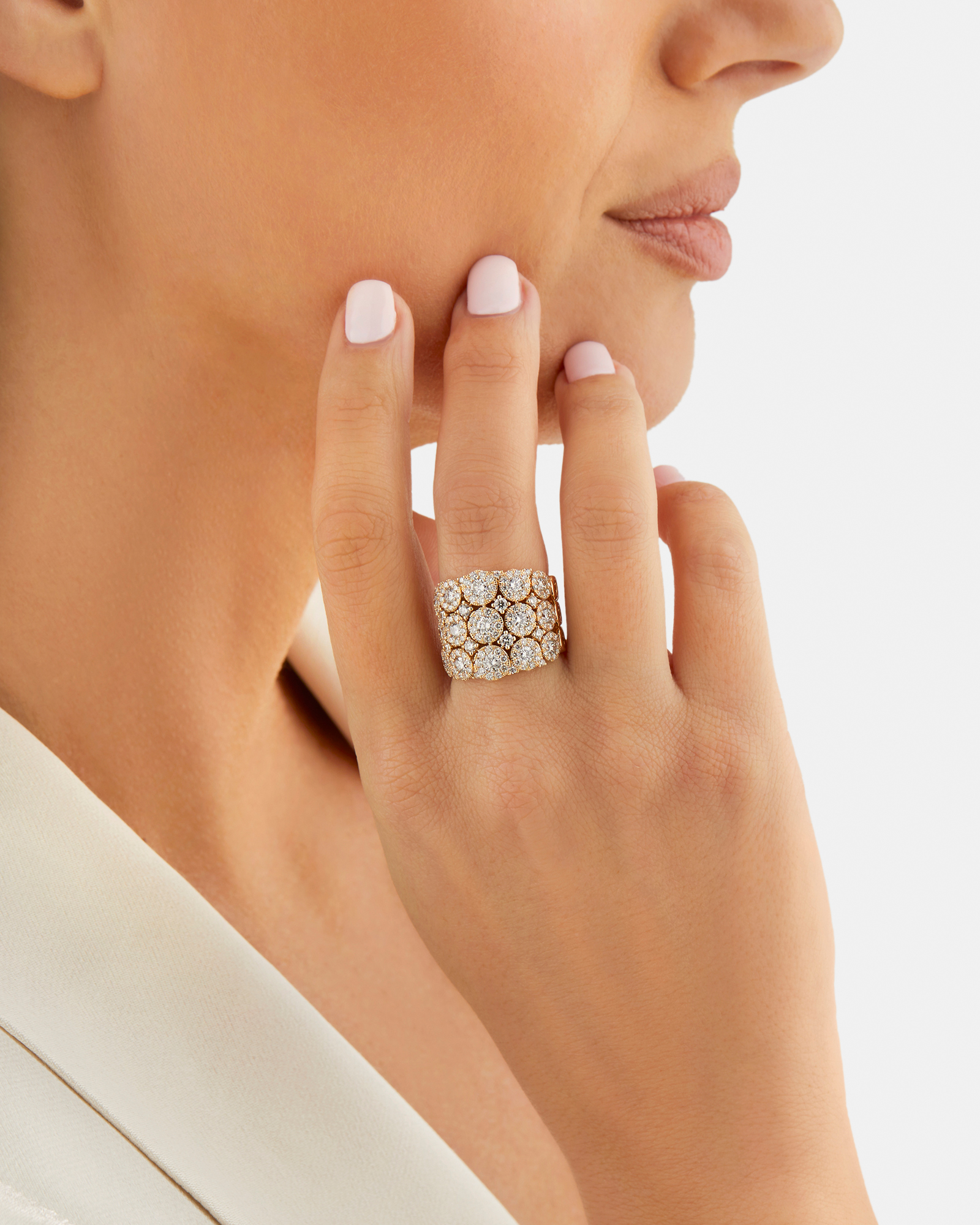 3 Row Bubble Ring with 3.00 Carat TW Diamonds in 14kt Yellow Gold