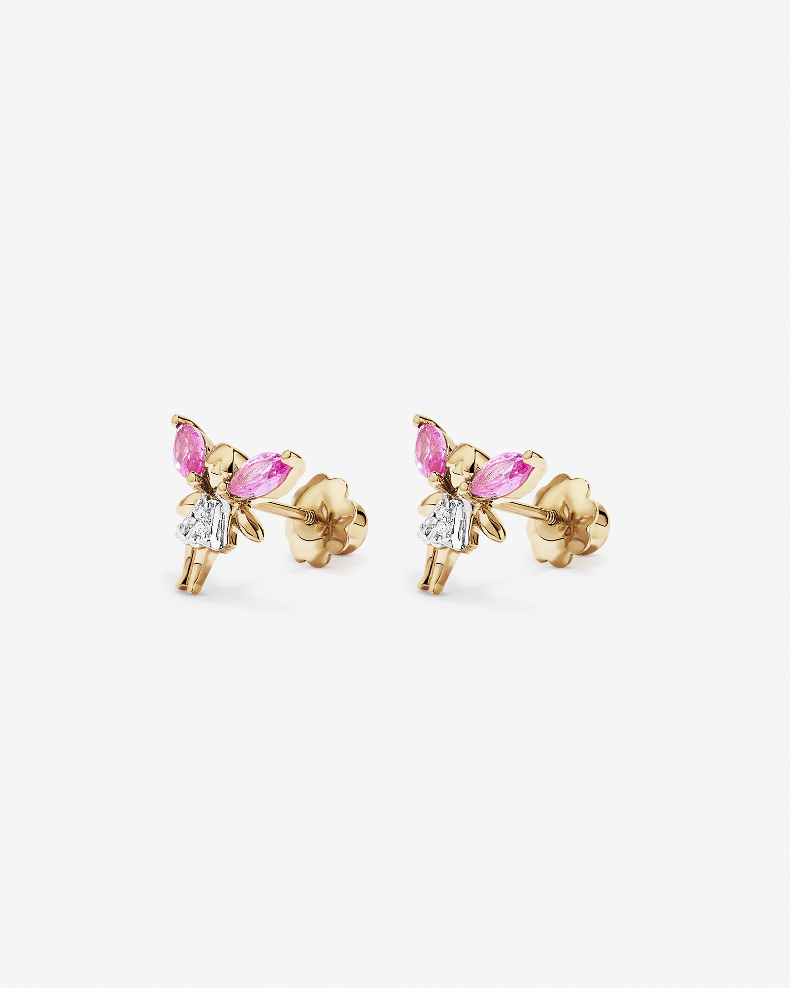 Children's Cubic Zirconia Fairy Stud Earrings in 10kt Yellow Gold
