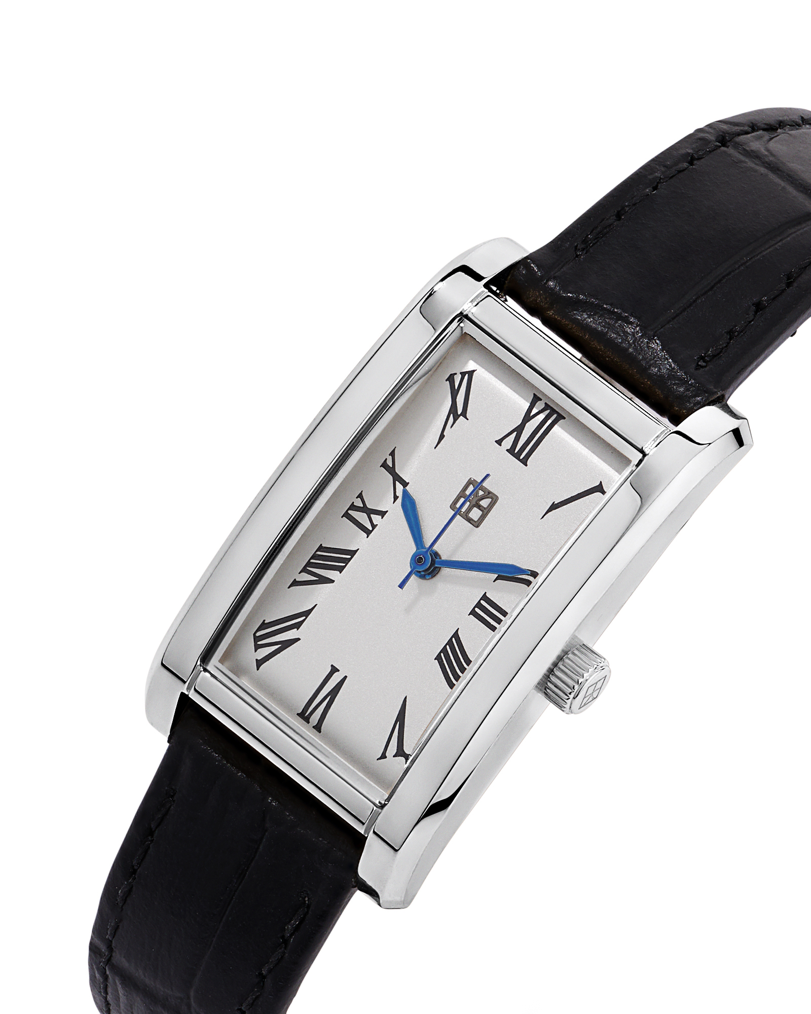 Women’s Black Leather Watch in Stainless Steel