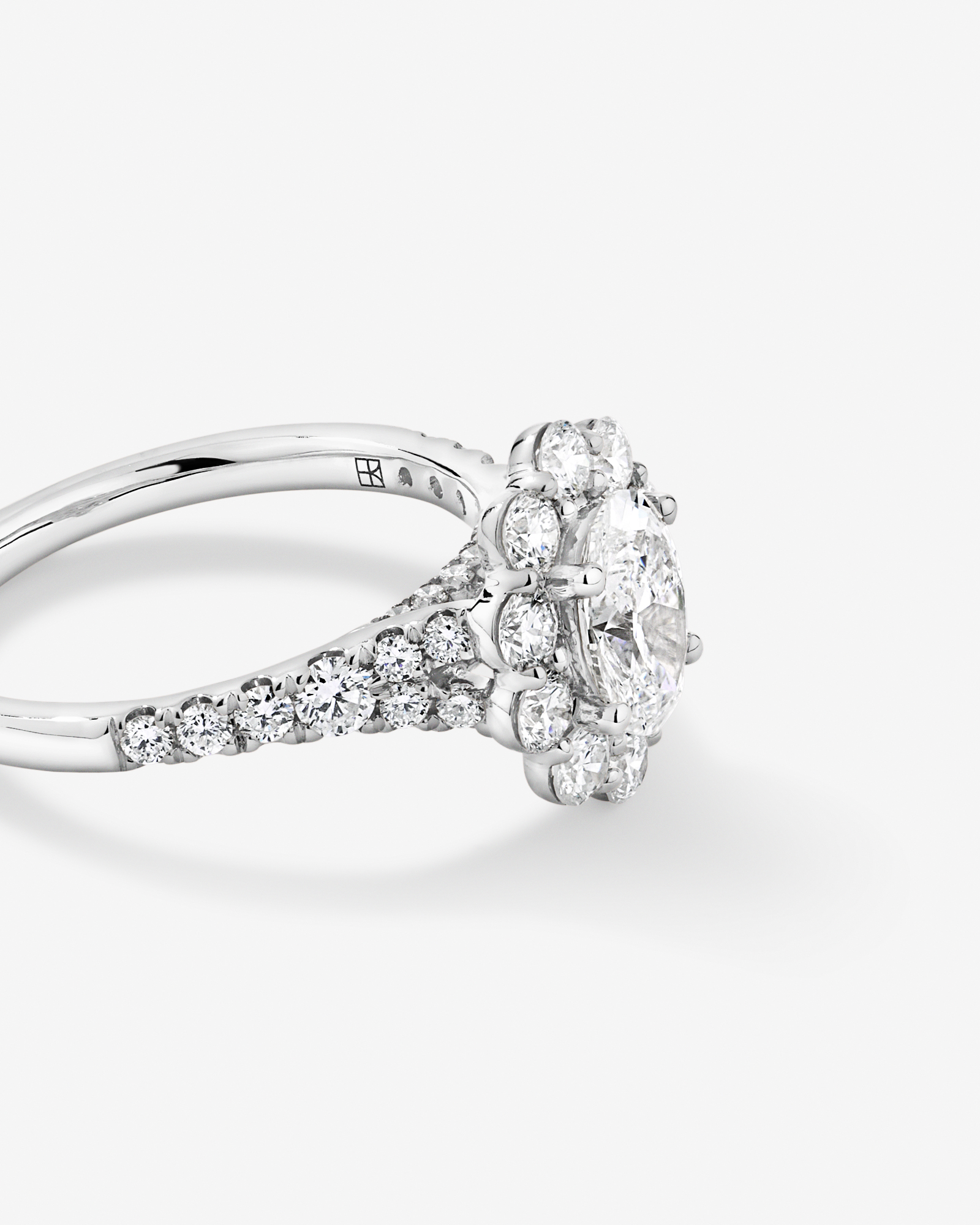 2.15 Carat TW Oval Halo Laboratory-Grown Diamond Ring 14kt Gold