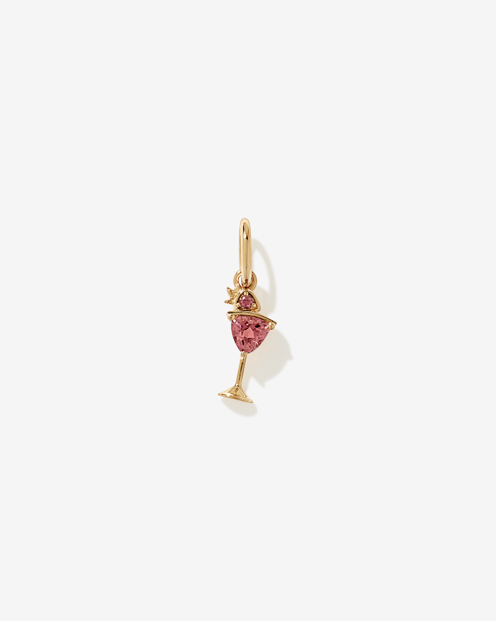 Pendentif cocktail Daiquiri à la tourmaline rose fraise en Vermeil or 18 carats