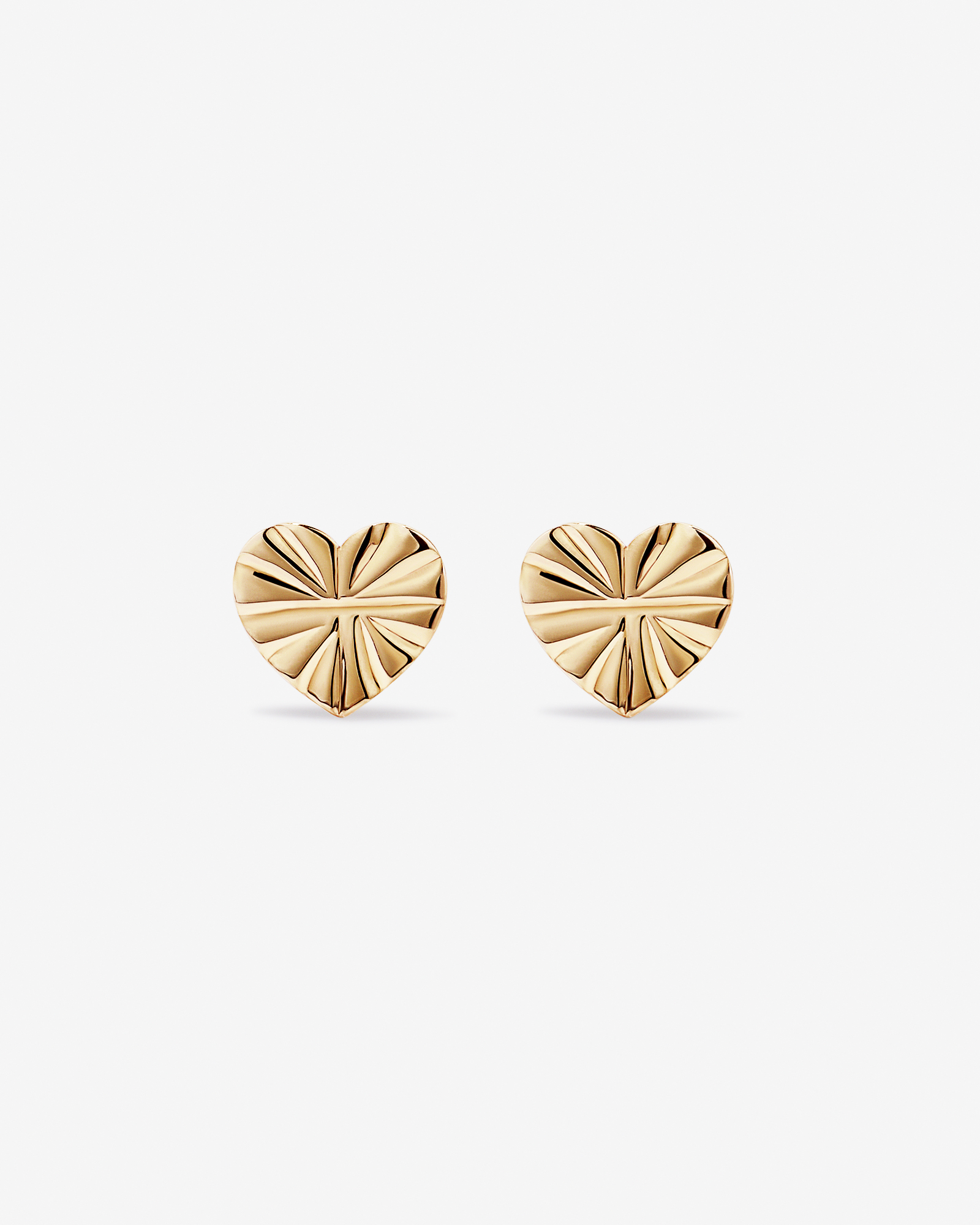 Textured Heart Stud Earrings in 18kt Vermeil