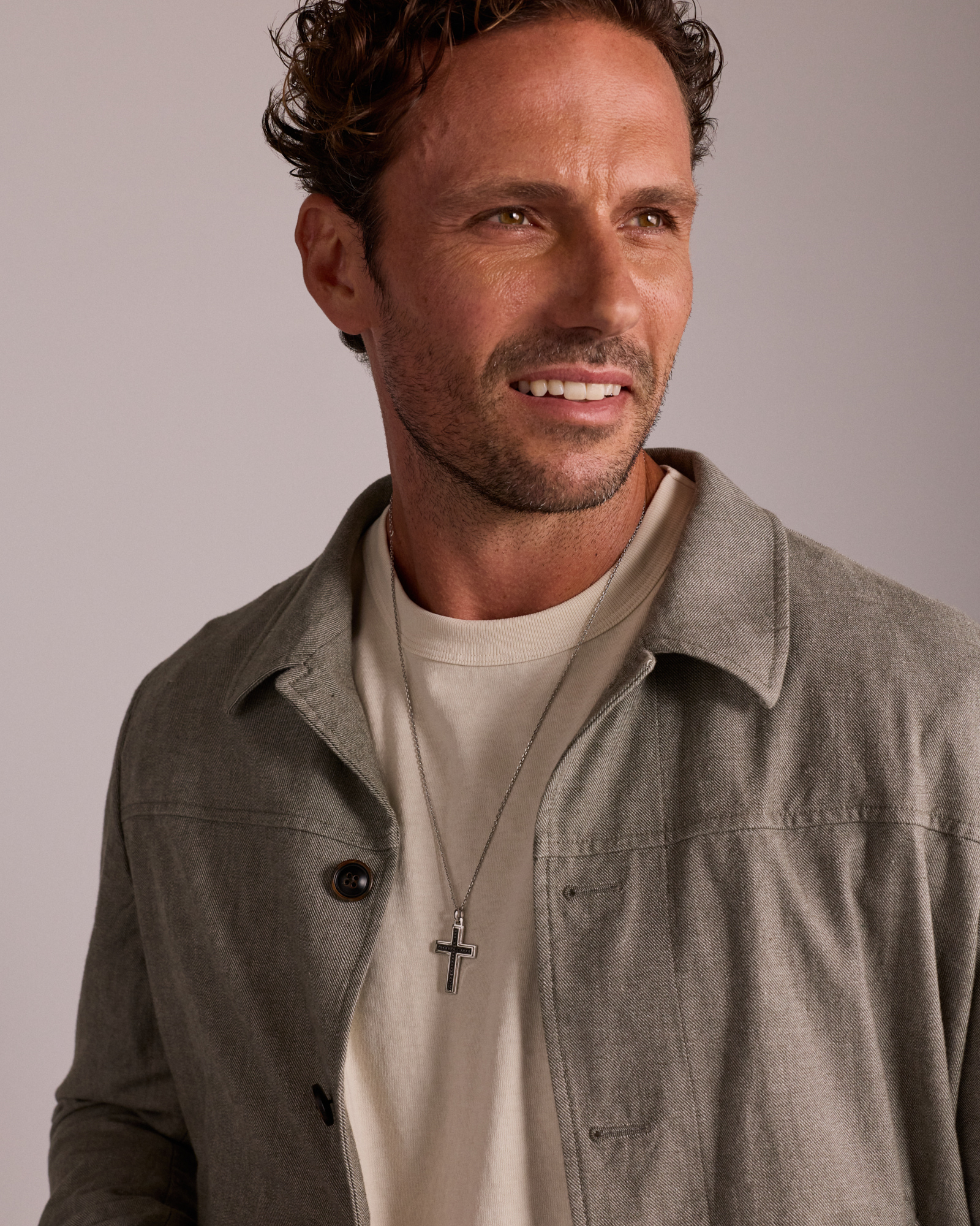 Men's Silver Cross Necklace with 0.30 Carat TW of Black Diamonds