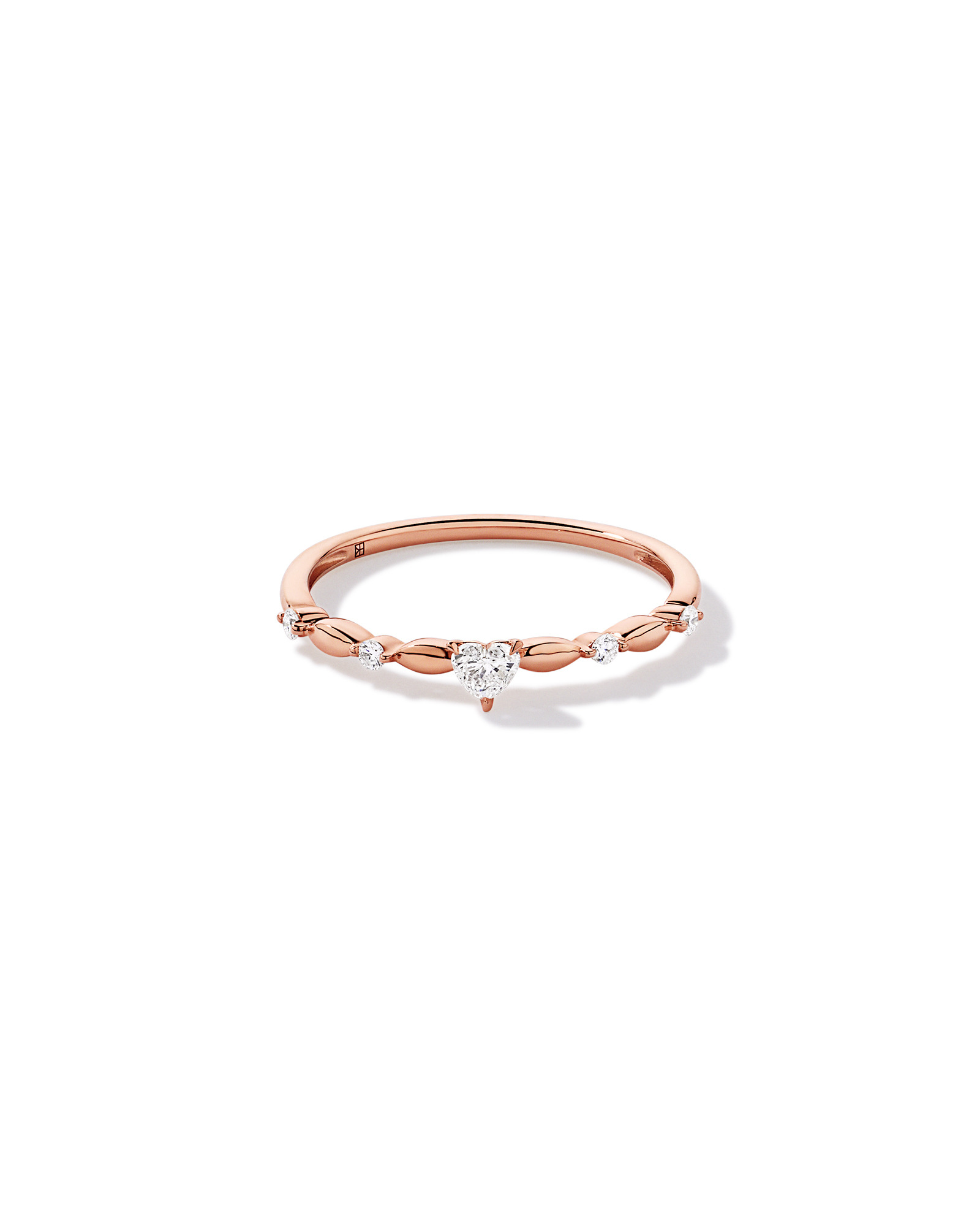 0.15TW Heart and Round Brilliant Laboratory-Grown Diamond Promise Ring 10kt Rose Gold