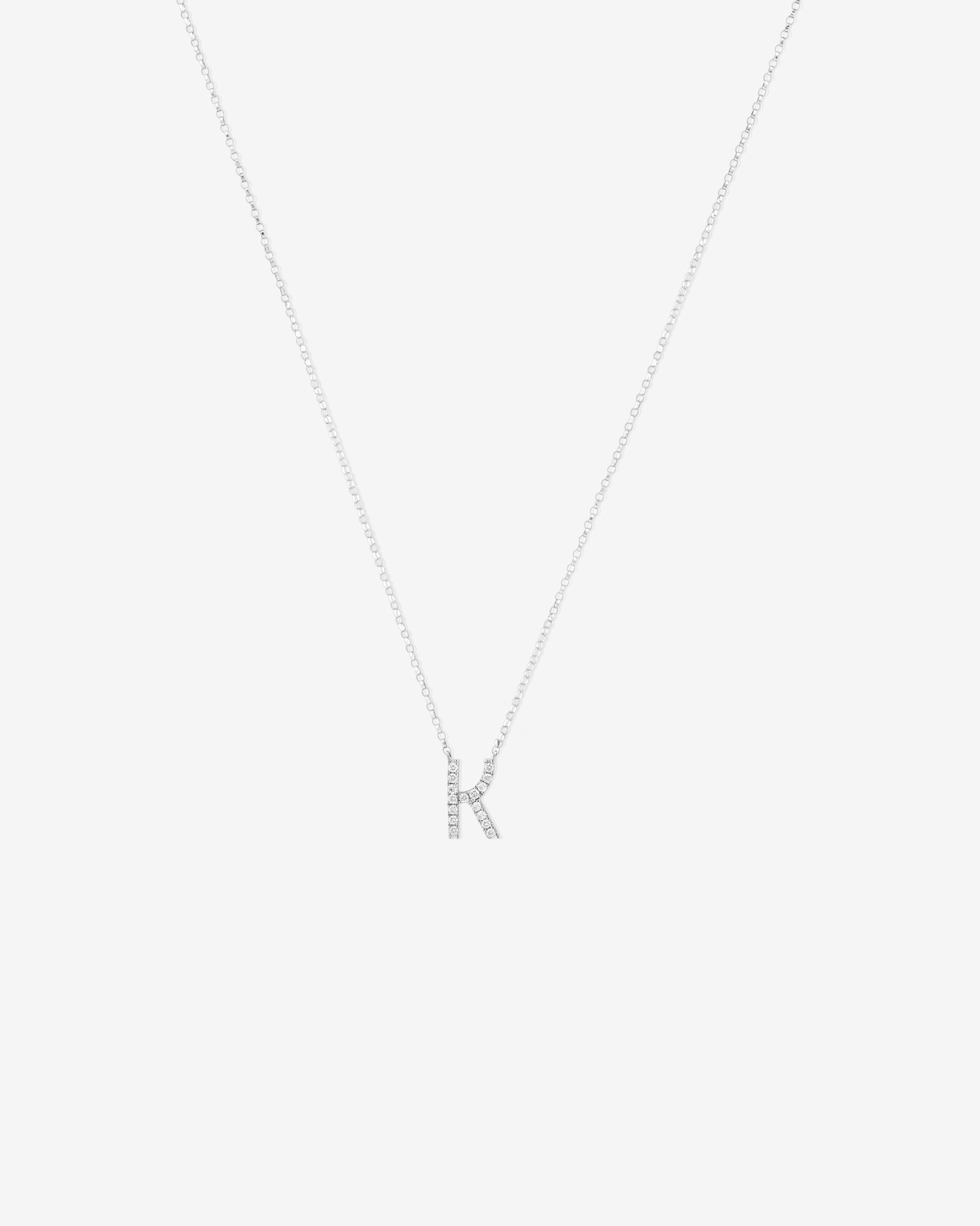 K' Initial necklace with 0.10 Carat TW of Diamonds in 10kt White Gold