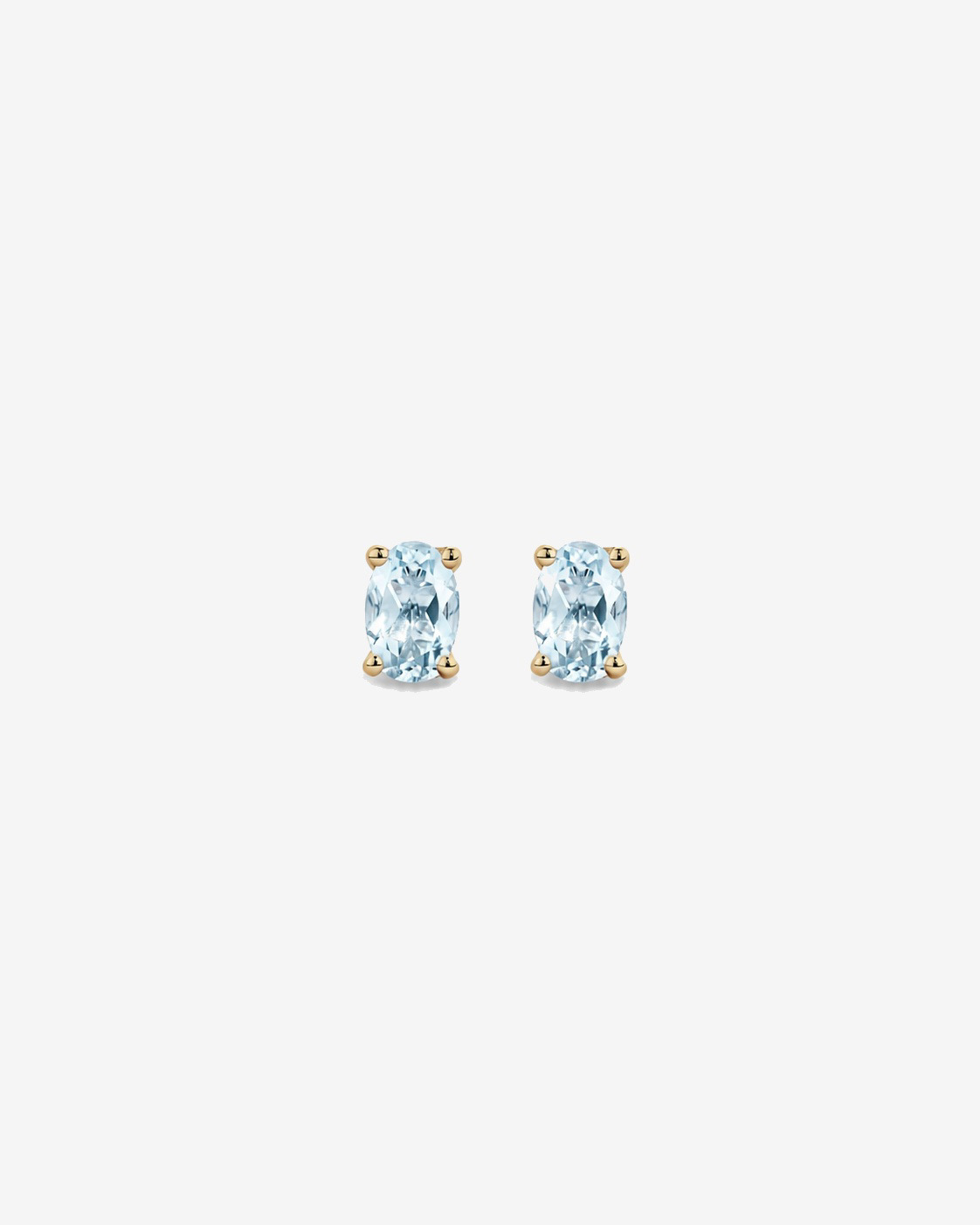 Boucles d'oreilles puces ovales Aigue-marine en or jaune 10 ct